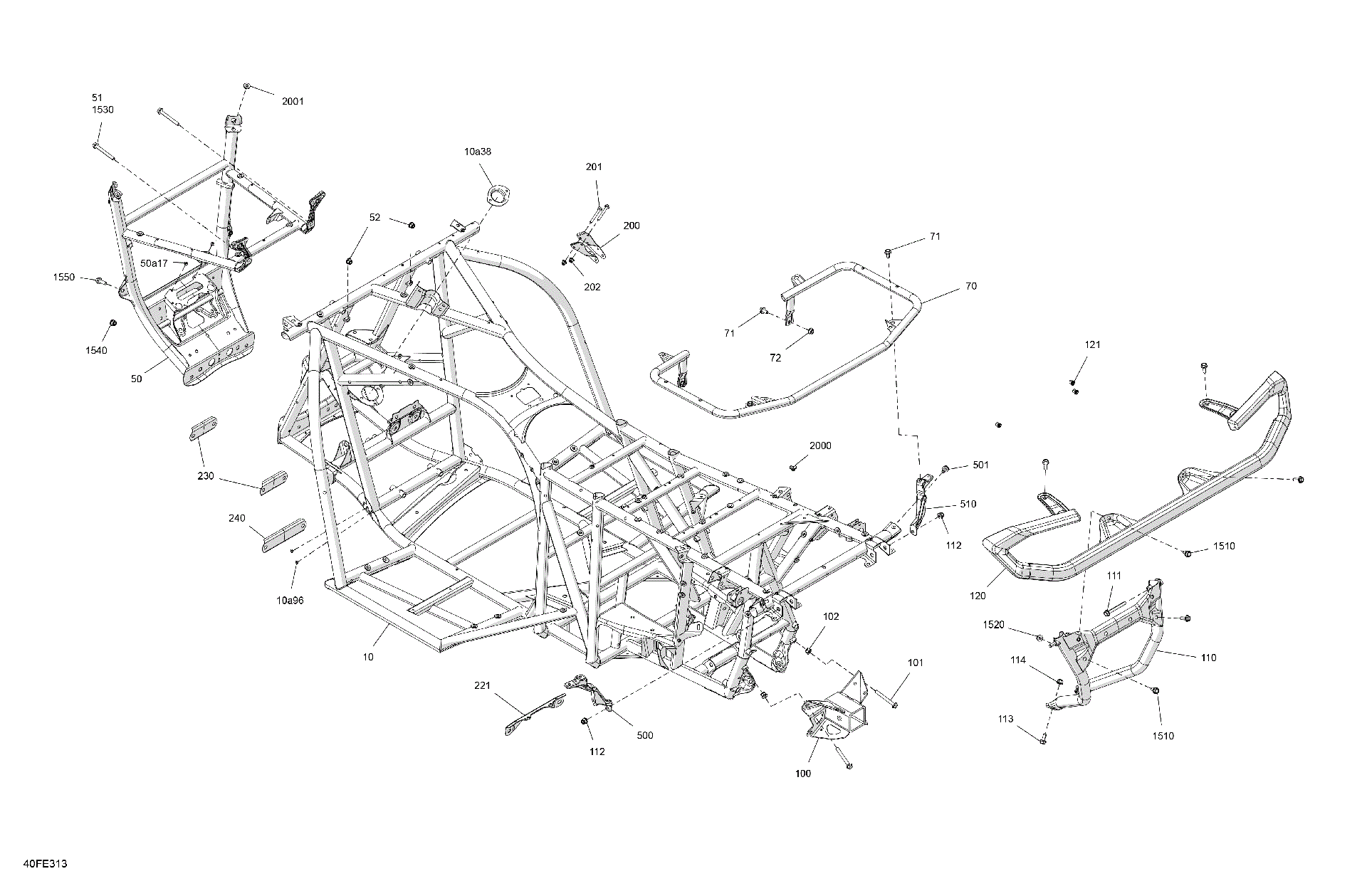 An Image of a Genuine Can-Am Parts Schematic Diagram showing the schematic - FRAME - SYSTEM