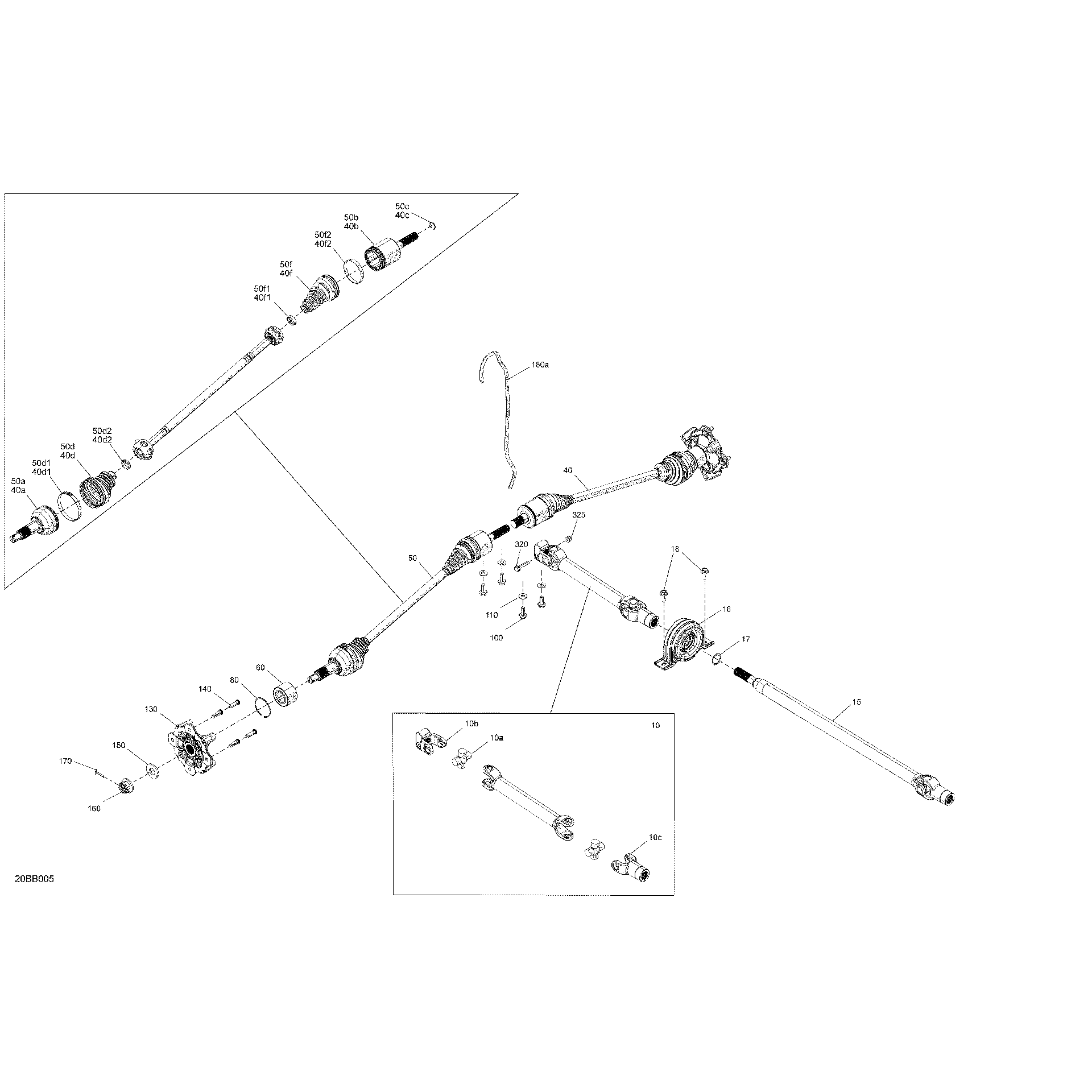 An Image of a Genuine Can-Am Parts Schematic Diagram showing the schematic - DRIVE - FRONT - COMMON PARTS