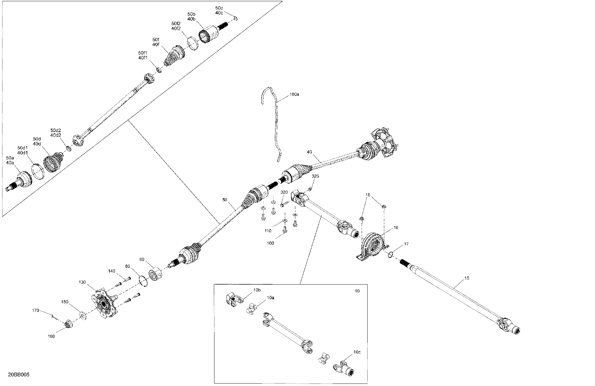 An Image of a Genuine Can-Am Parts Schematic Diagram showing the schematic - DRIVE - FRONT - COMMON PARTS