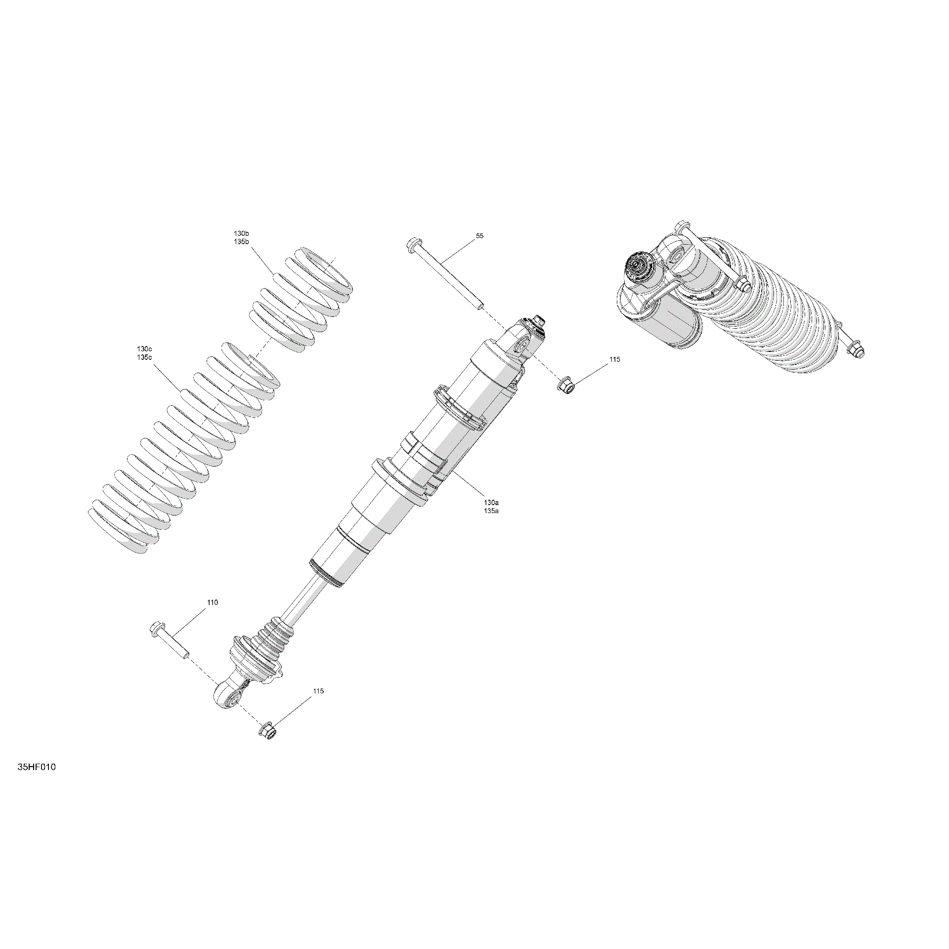 An Image of a Genuine Can-Am Parts Schematic Diagram showing the schematic - SUSPENSION - FRONT SHOCKS