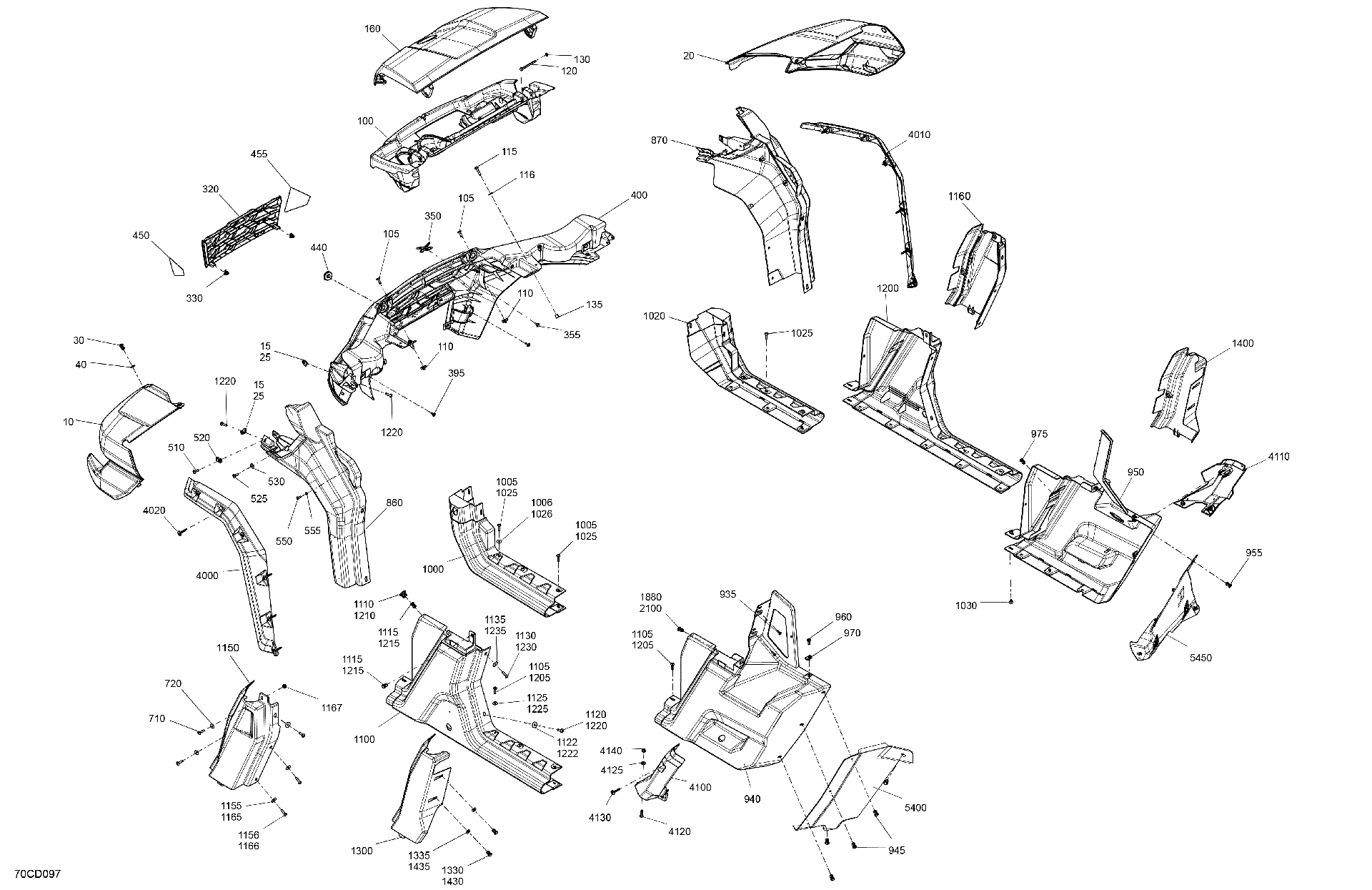 An Image of a Genuine Can-Am Parts Schematic Diagram showing the schematic - BODY - SYSTEM