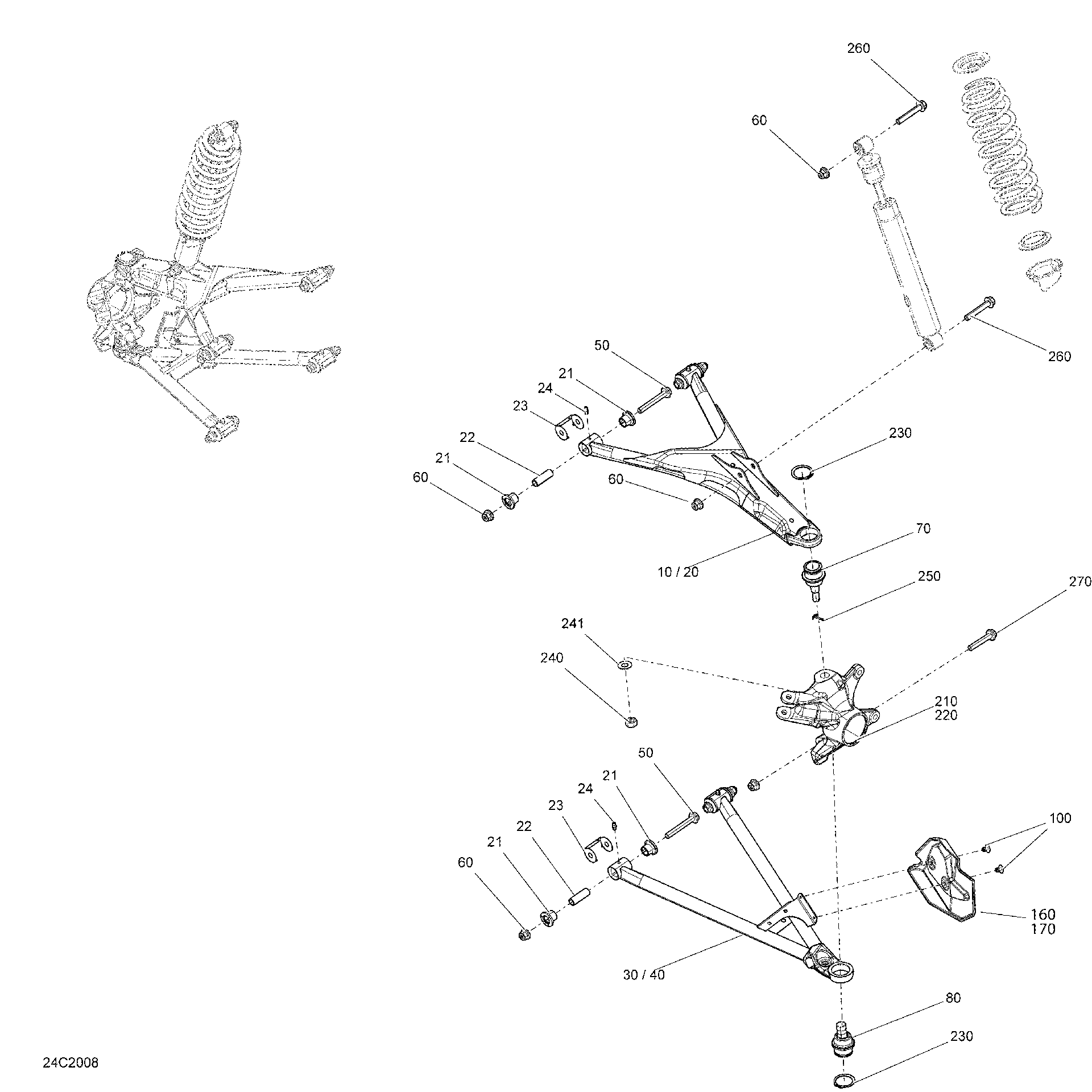 An Image of a Genuine Can-Am Parts Schematic Diagram showing the schematic - SUSPENSION FRONT - SYSTEM