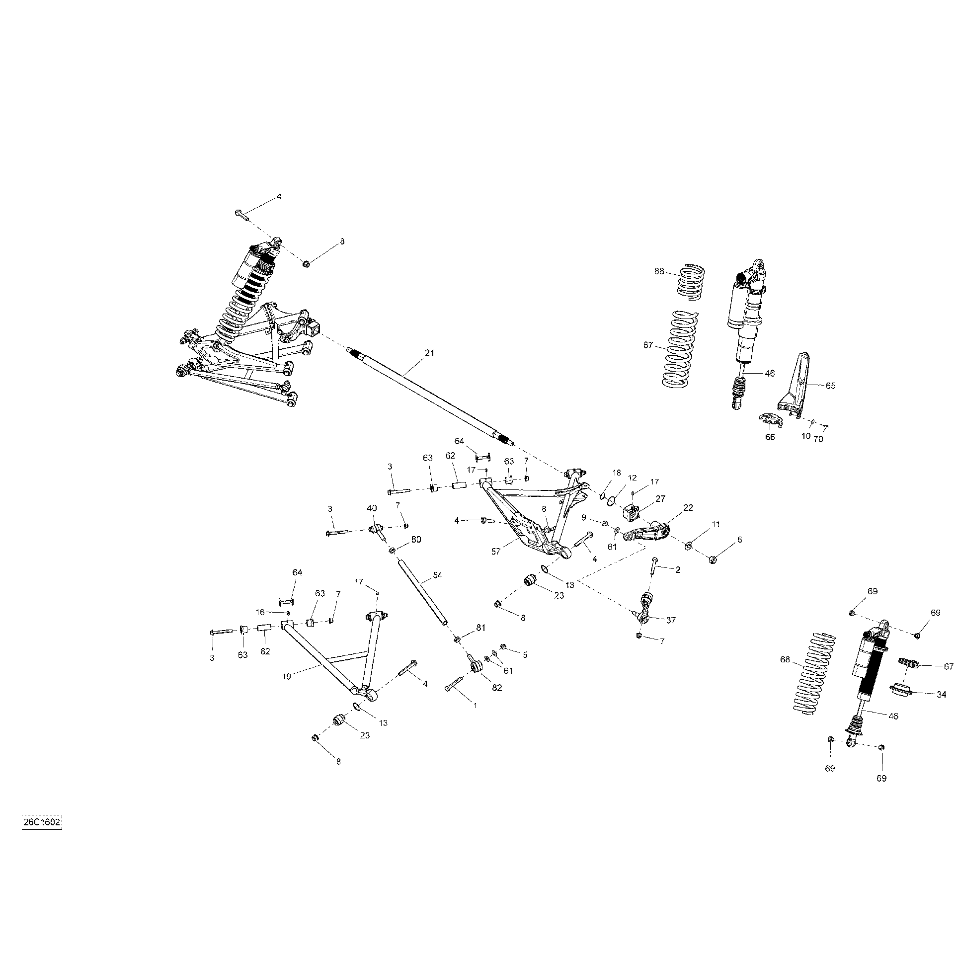 An Image of a Genuine Can-Am Parts Schematic Diagram showing the schematic - REAR SUSPENSION