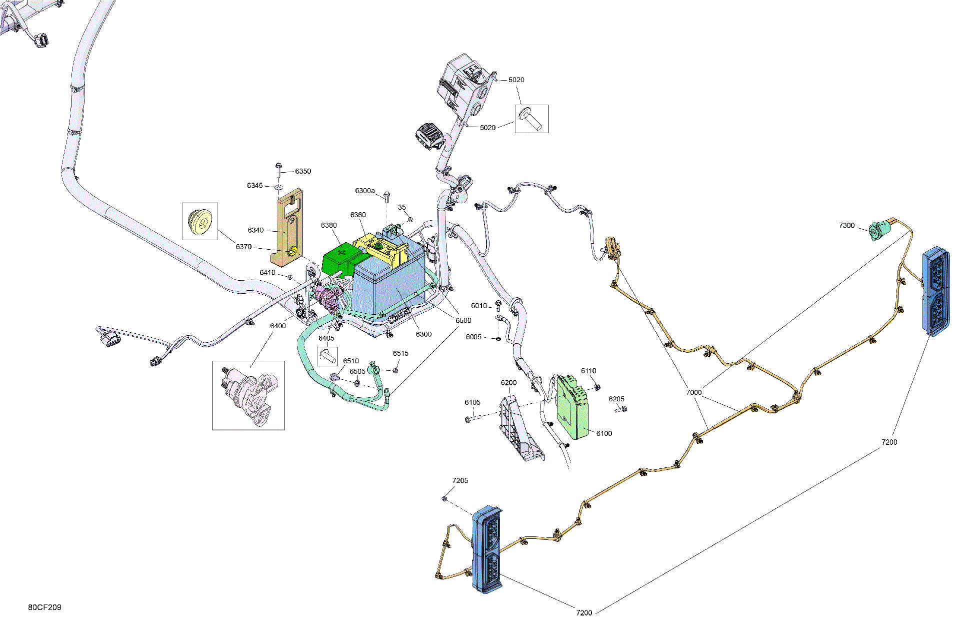 An Image of a Genuine Can-Am Parts Schematic Diagram showing the schematic - ELECTRIC - REAR SECTION