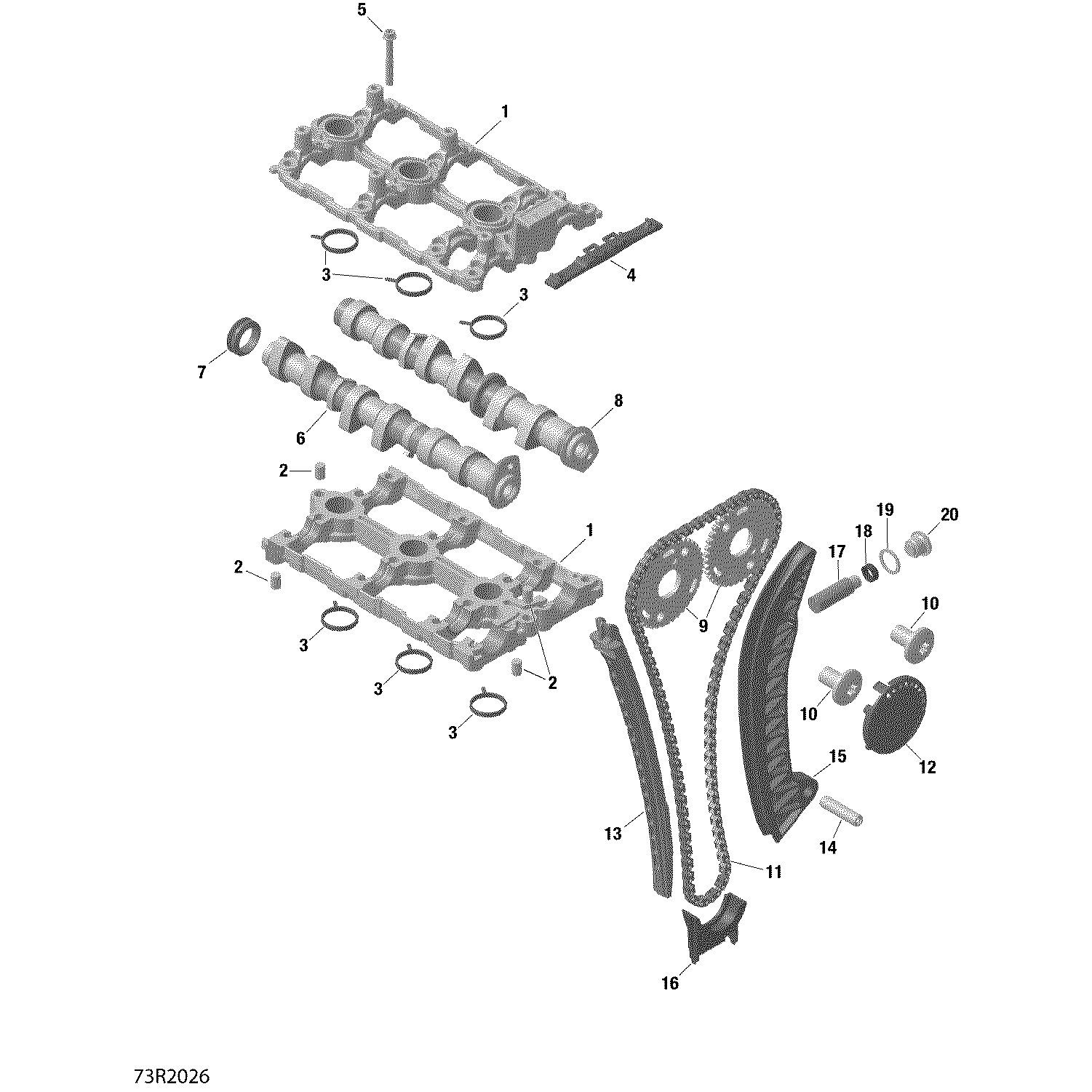An Image of a Genuine Can-Am Parts Schematic Diagram showing the schematic - VALVE TRAIN
