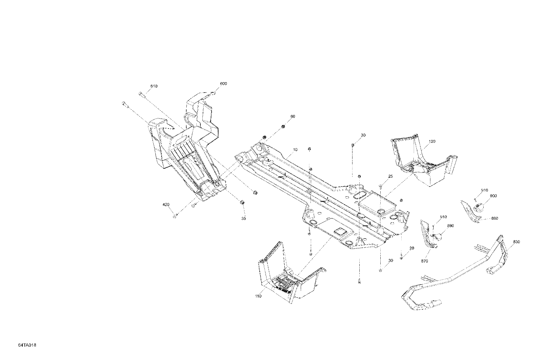 An Image of a Genuine Can-Am Parts Schematic Diagram showing the schematic - BODY - SKID PLATE