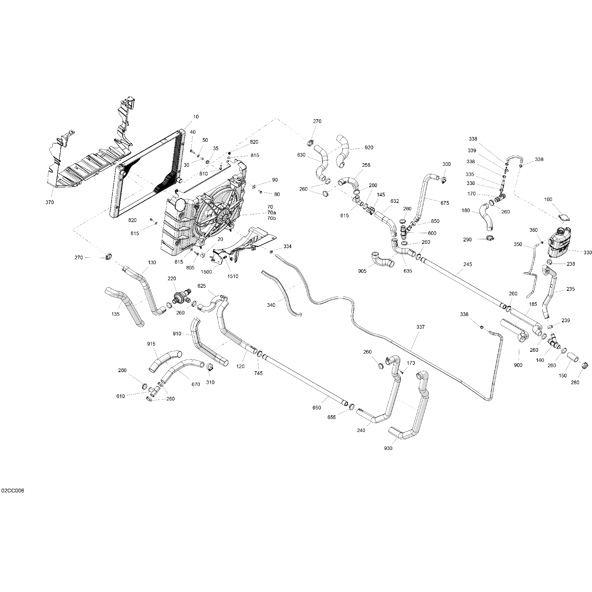 An Image of a Genuine Can-Am Parts Schematic Diagram showing the schematic - ENGINE - COOLING