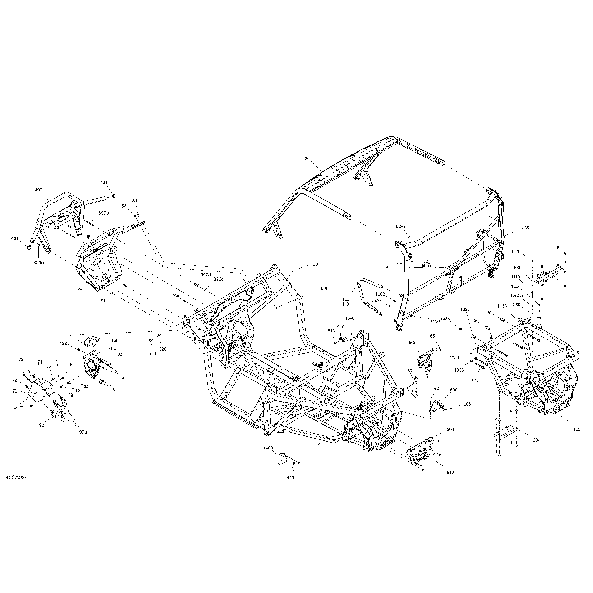 An Image of a Genuine Can-Am Parts Schematic Diagram showing the schematic - FRAME - SYSTEM