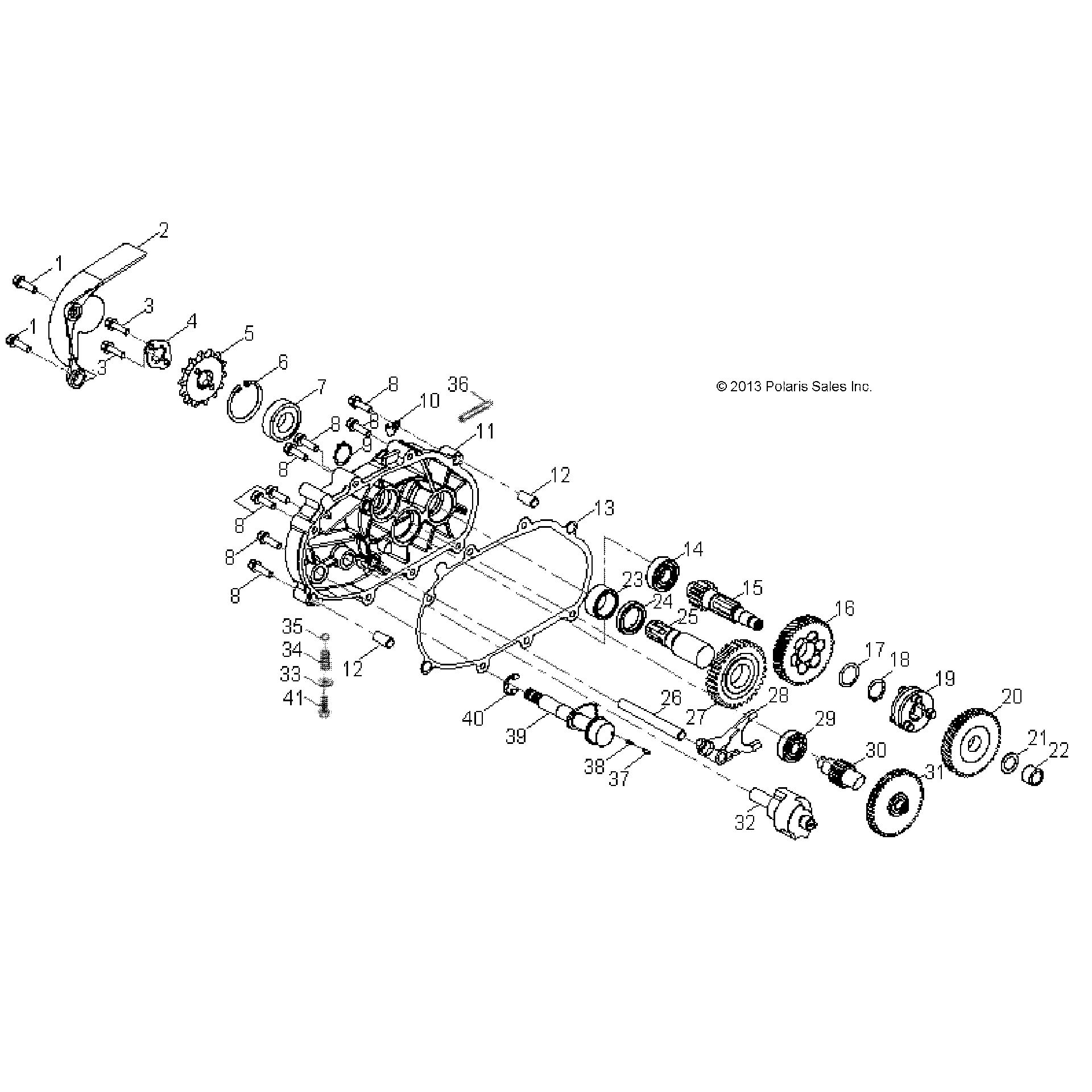 An Image of a Genuine Polaris Parts Schematic Diagram showing the schematic - DRIVE TRAIN: TRANSMISSION - 2016 POLARIS OUTLAW 90