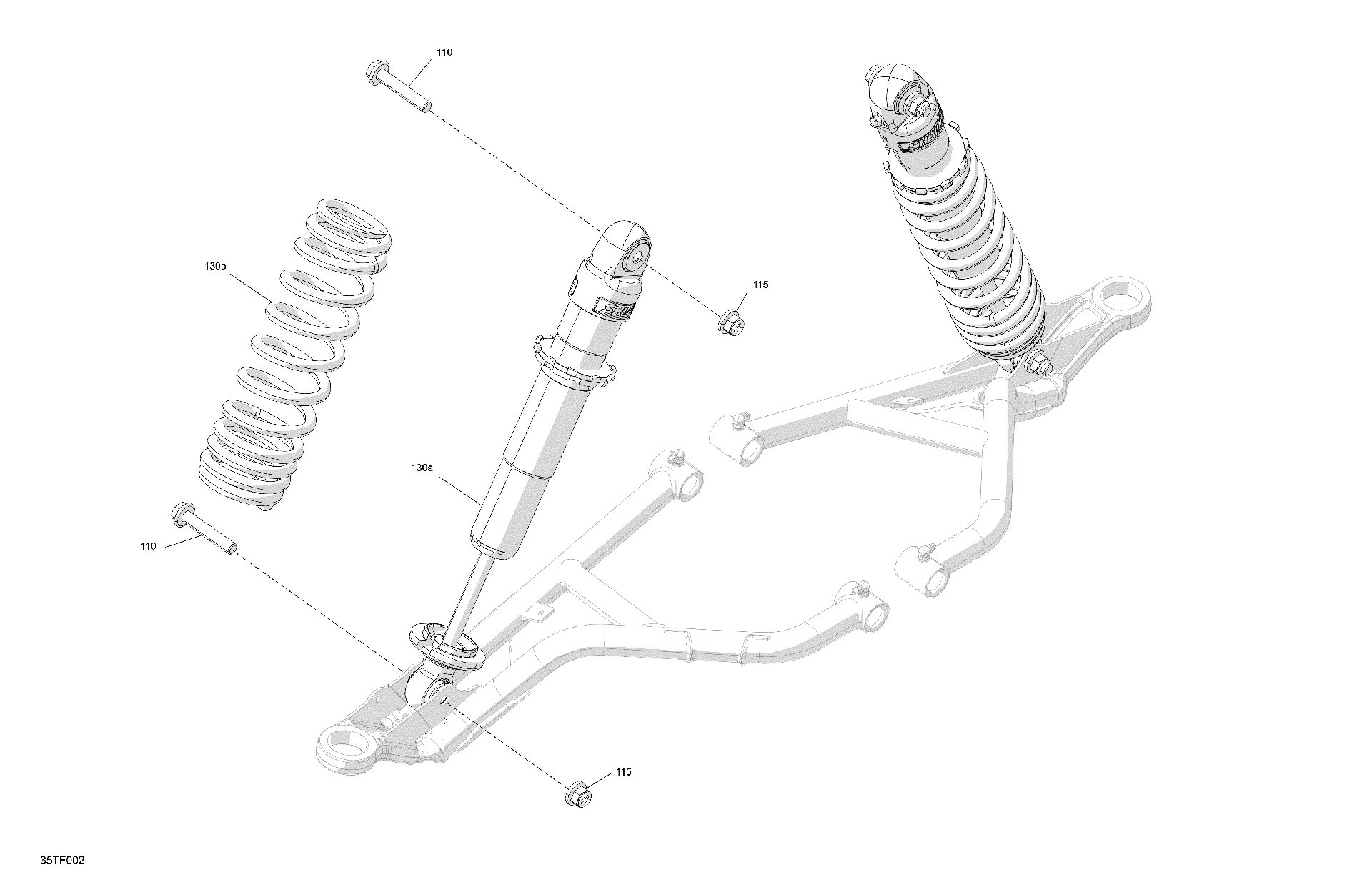 An Image of a Genuine Can-Am Parts Schematic Diagram showing the schematic - SUSPENSION - FRONT SHOCKS