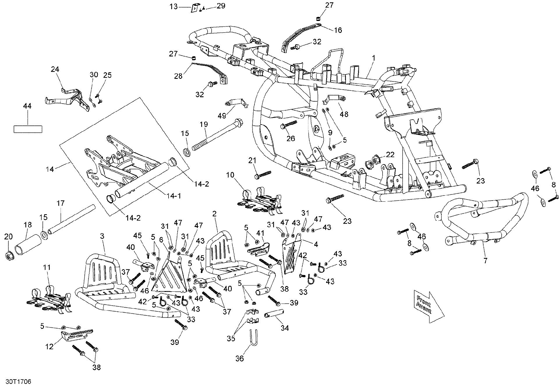 An Image of a Genuine Can-Am Parts Schematic Diagram showing the schematic - FRAME