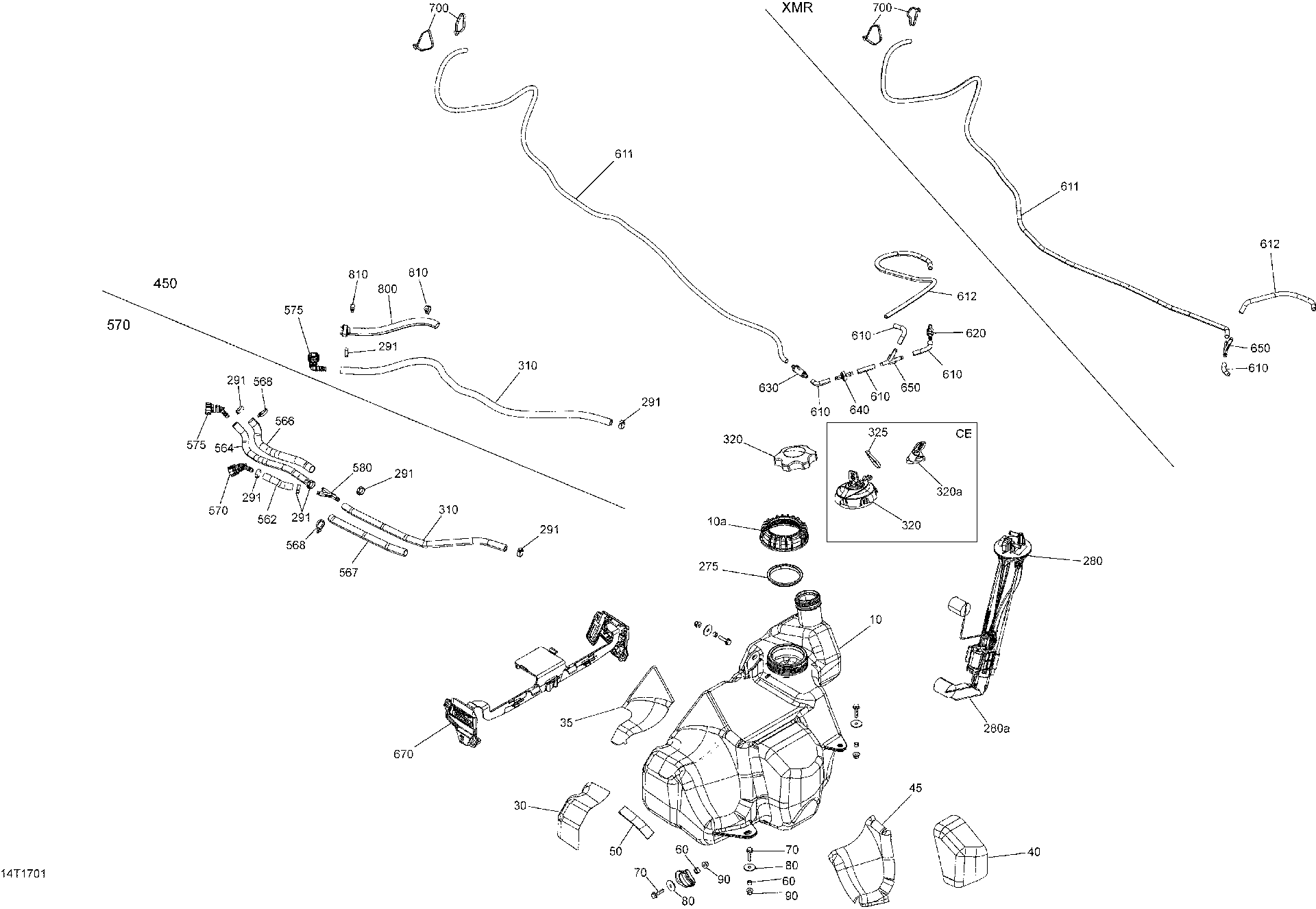 An Image of a Genuine Can-Am Parts Schematic Diagram showing the schematic - FUEL SYSTEM - ALL MODELS
