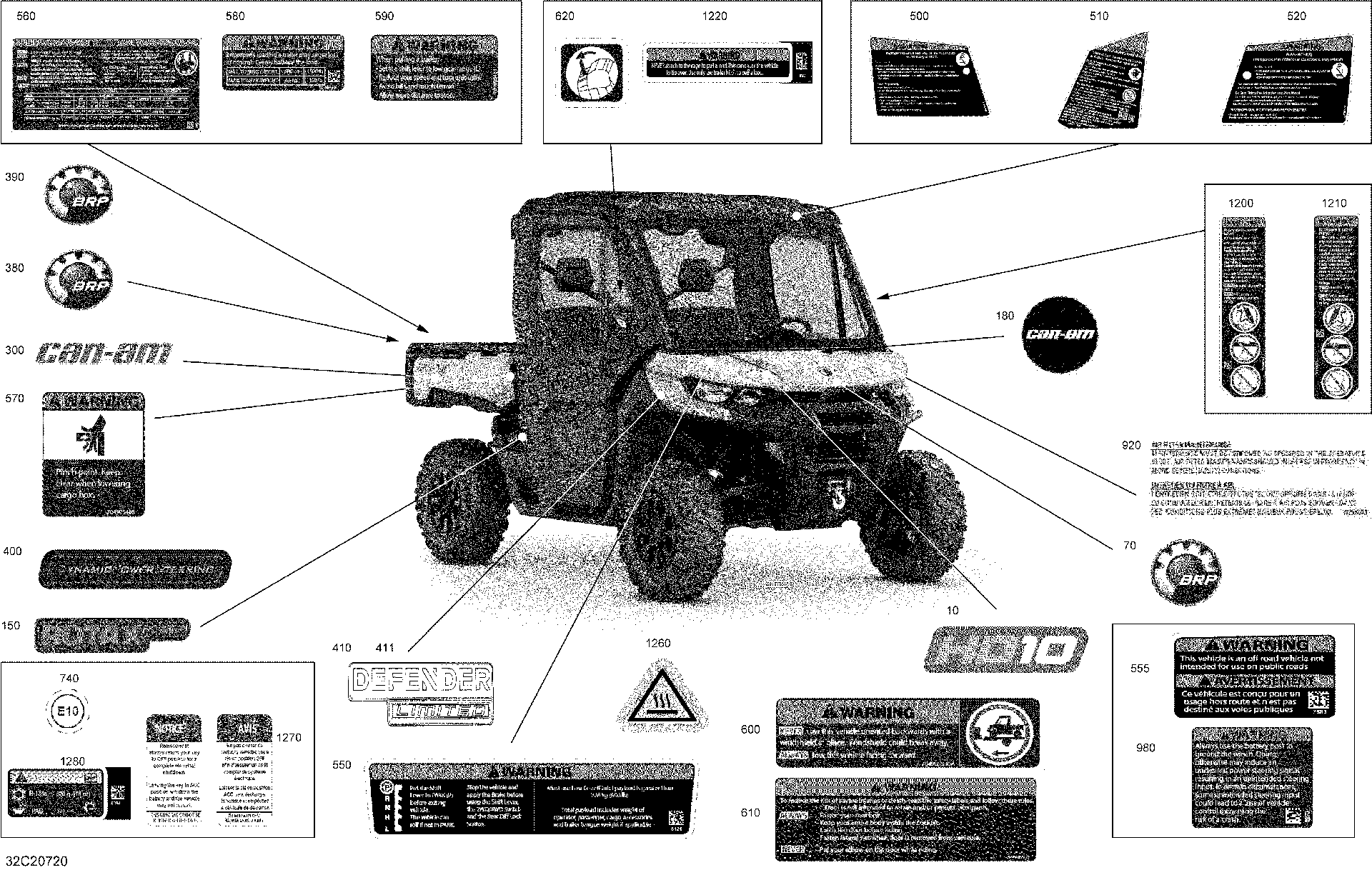 An Image of a Genuine Can-Am Parts Schematic Diagram showing the schematic - DECALS