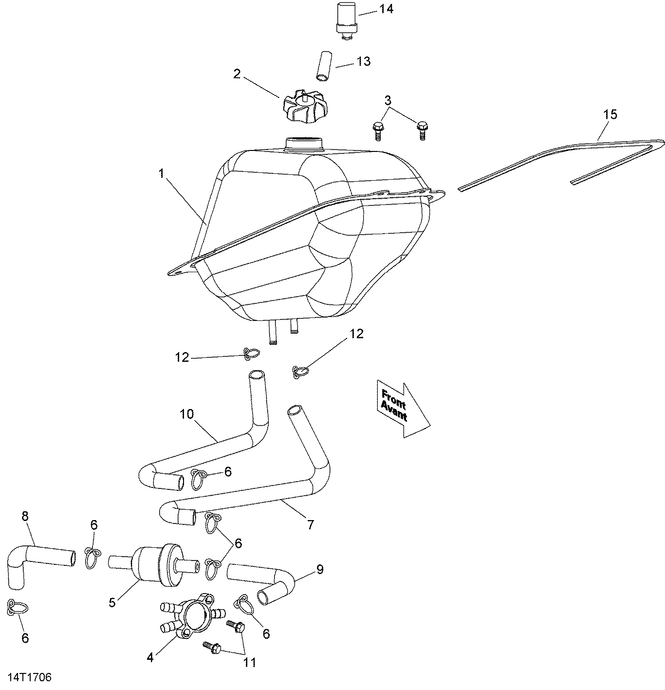 An Image of a Genuine Can-Am Parts Schematic Diagram showing the schematic - FUEL TANK