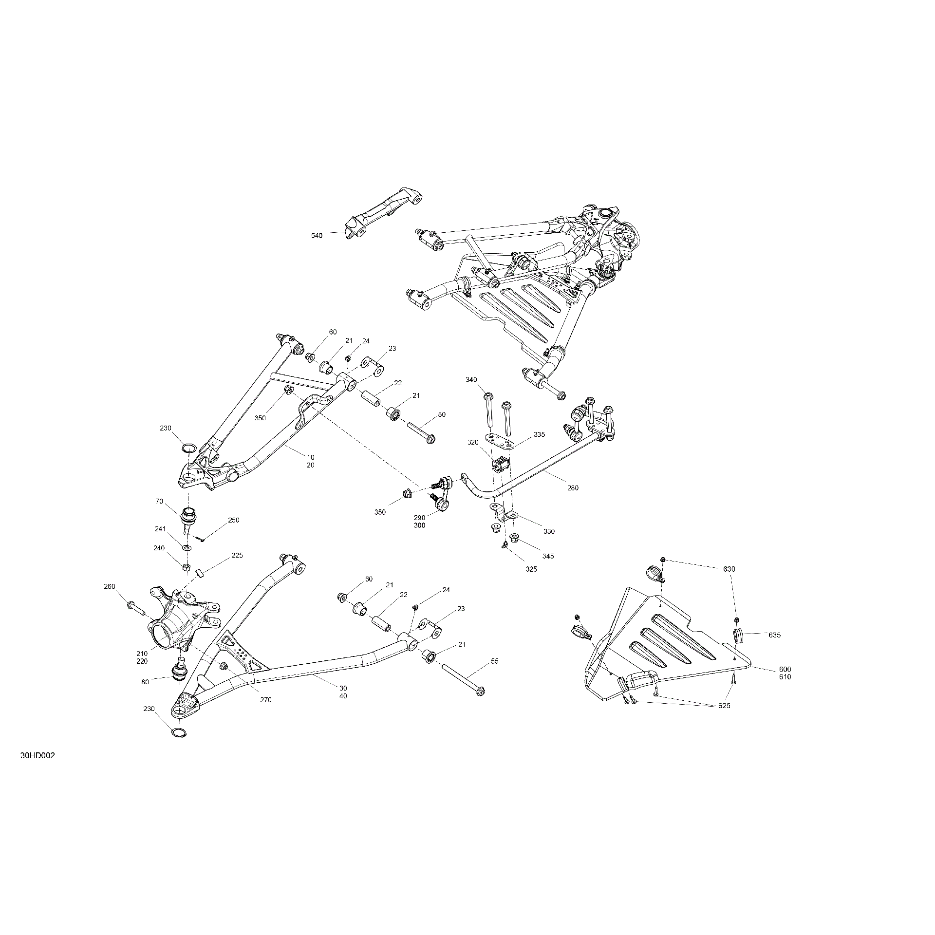 An Image of a Genuine Can-Am Parts Schematic Diagram showing the schematic - SUSPENSION - FRONT COMPONENTS