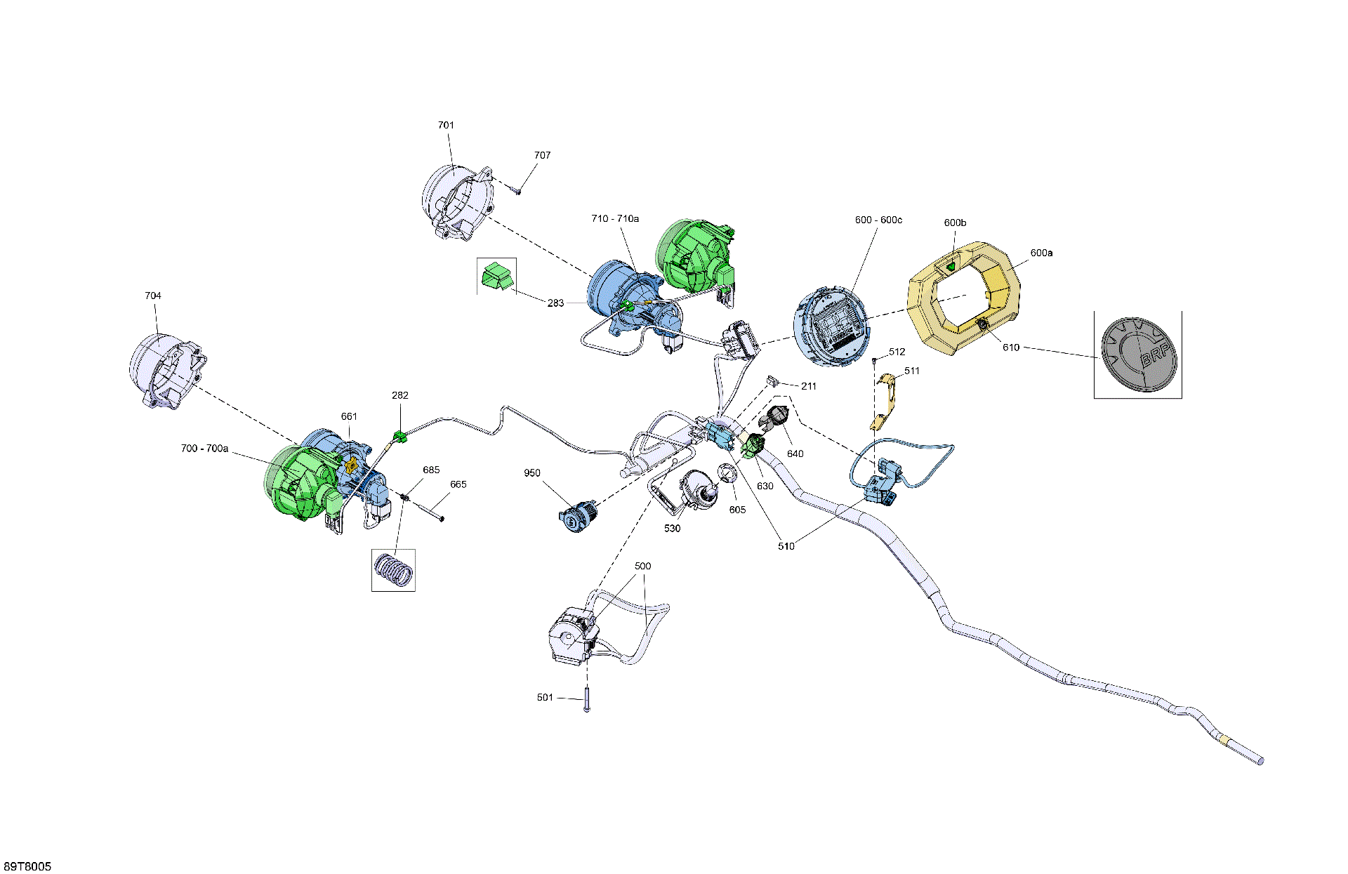 An Image of a Genuine Can-Am Parts Schematic Diagram showing the schematic - ELECTRIC - FRONT SECTION