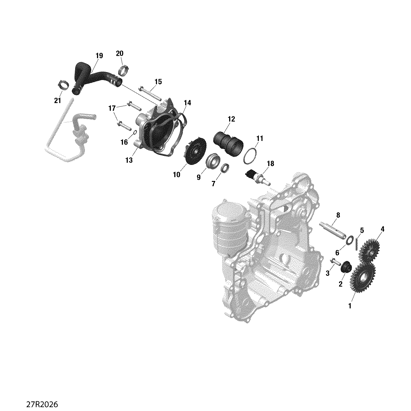 An Image of a Genuine Can-Am Parts Schematic Diagram showing the schematic - ENGINE COOLING