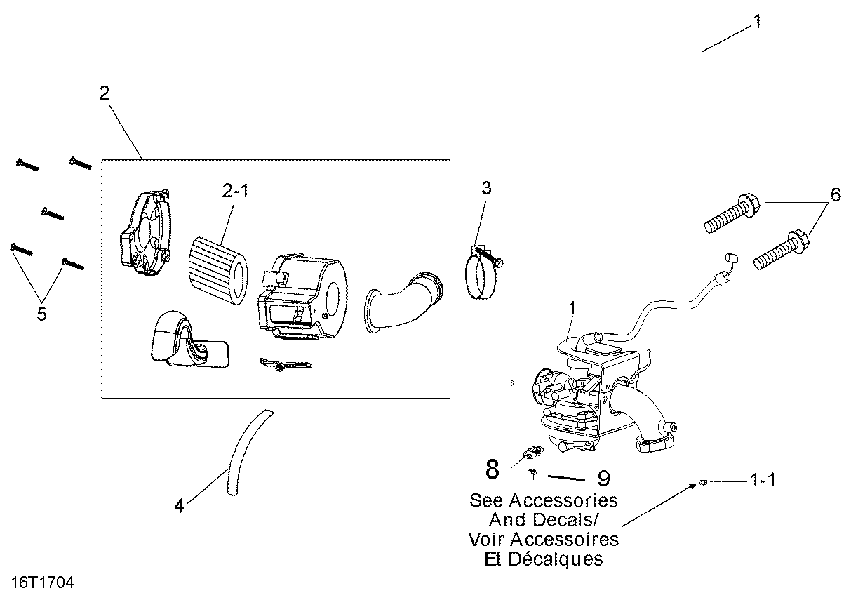 An Image of a Genuine Can-Am Parts Schematic Diagram showing the schematic - CARBURETOR AND AIR CLEANER