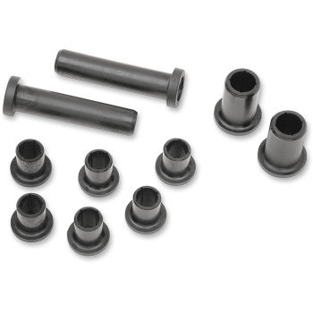 The Rear Swingarm Bushing Kit by Epi includes nine black flanged cylindrical bushings and two longer flanged rods, all arranged on a white background and designed as OEM-quality replacements.