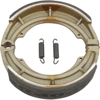 A pair of Suzuki Brake Shoes by DP Brakes and two coiled springs are displayed on a white background.
