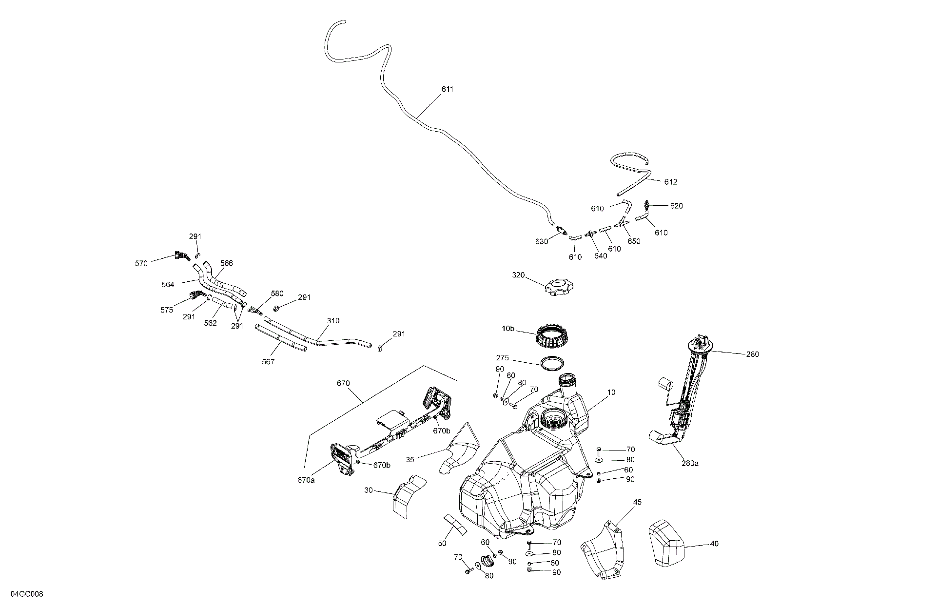 An Image of a Genuine Can-Am Parts Schematic Diagram showing the schematic - ENGINE - FUEL