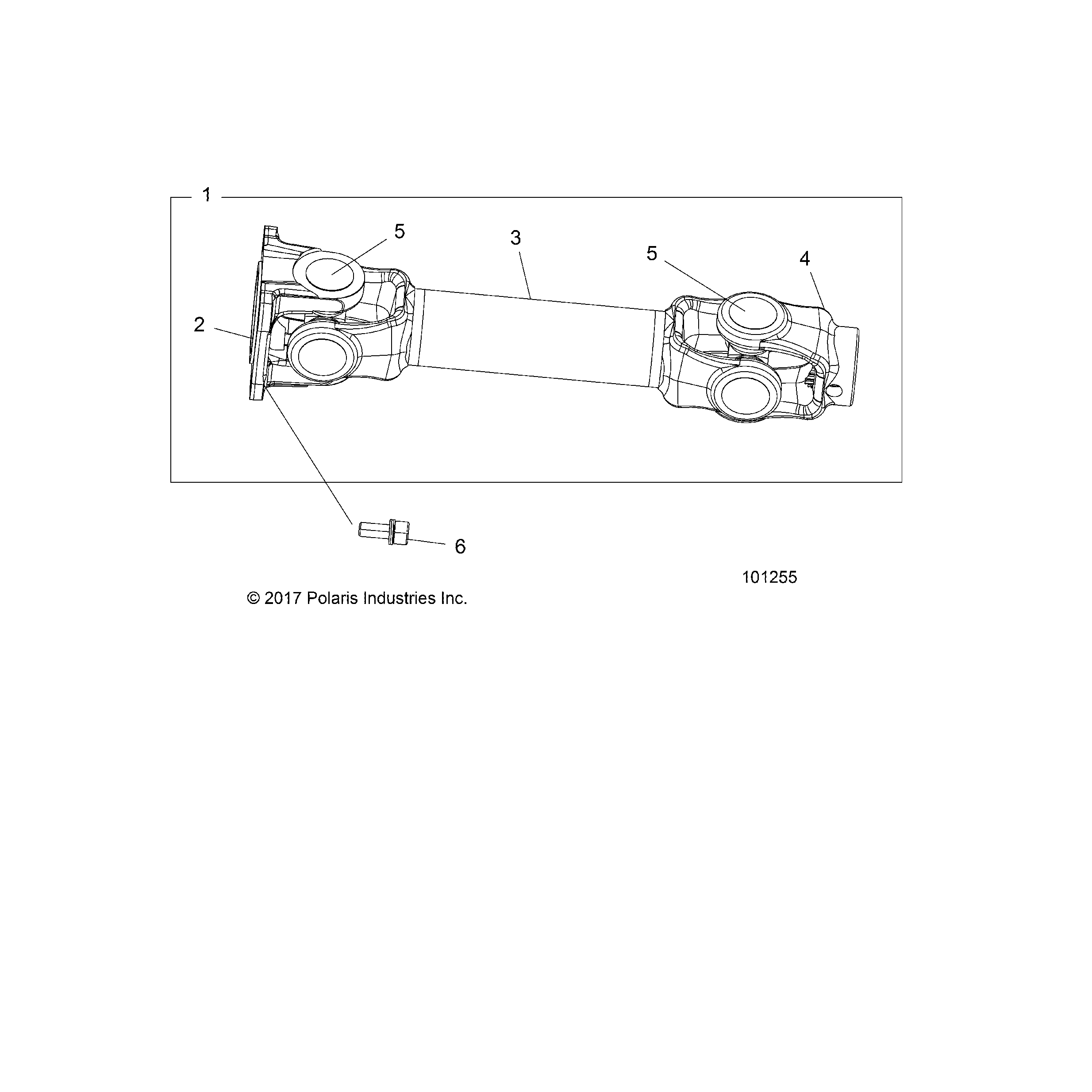 An Image of a Genuine Polaris Parts Schematic Diagram showing the schematic - DRIVE TRAIN: PROP SHAFT REAR - 2018 POLARIS SPORTSMAN TOURING 850 SP