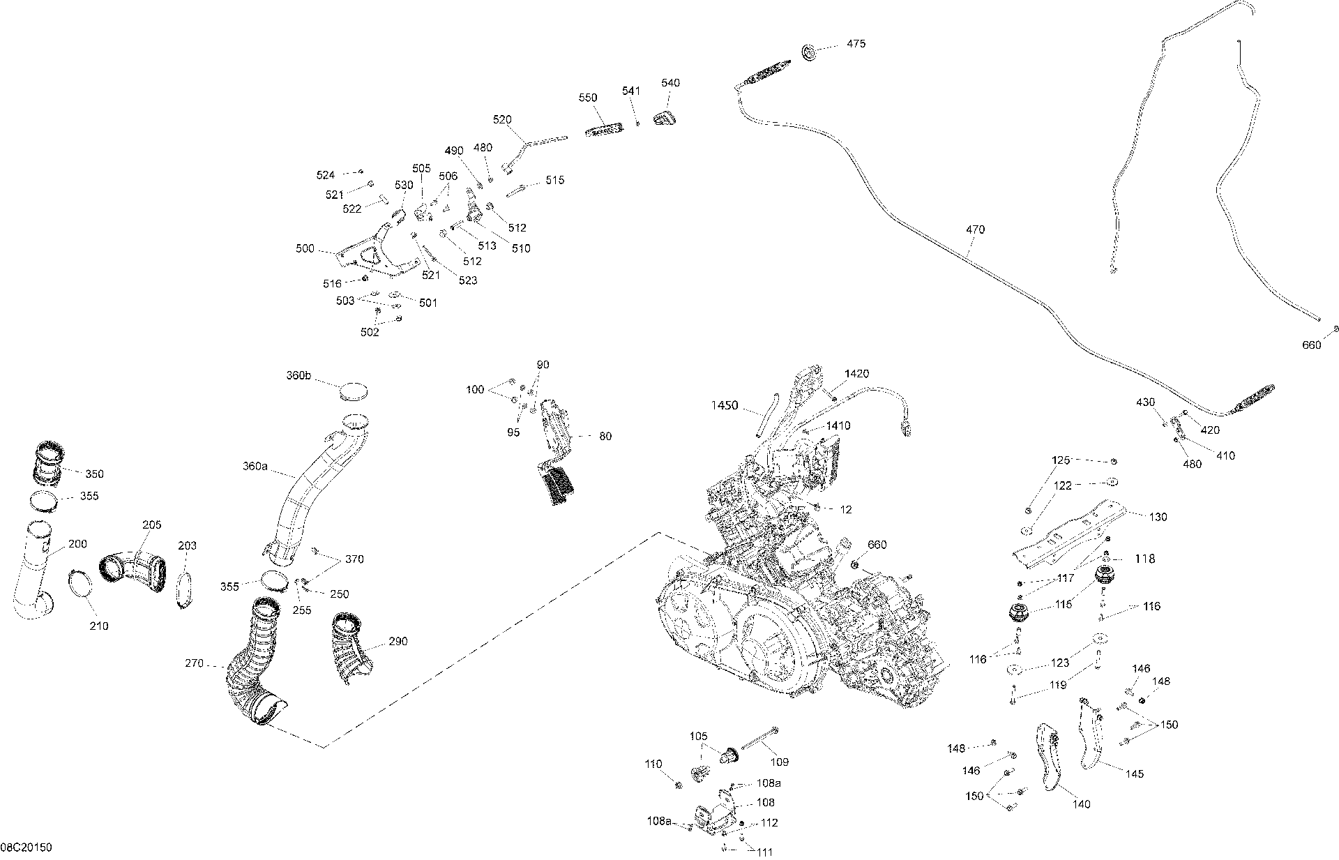 An Image of a Genuine Can-Am Parts Schematic Diagram showing the schematic - ENGINE - VEHICULE