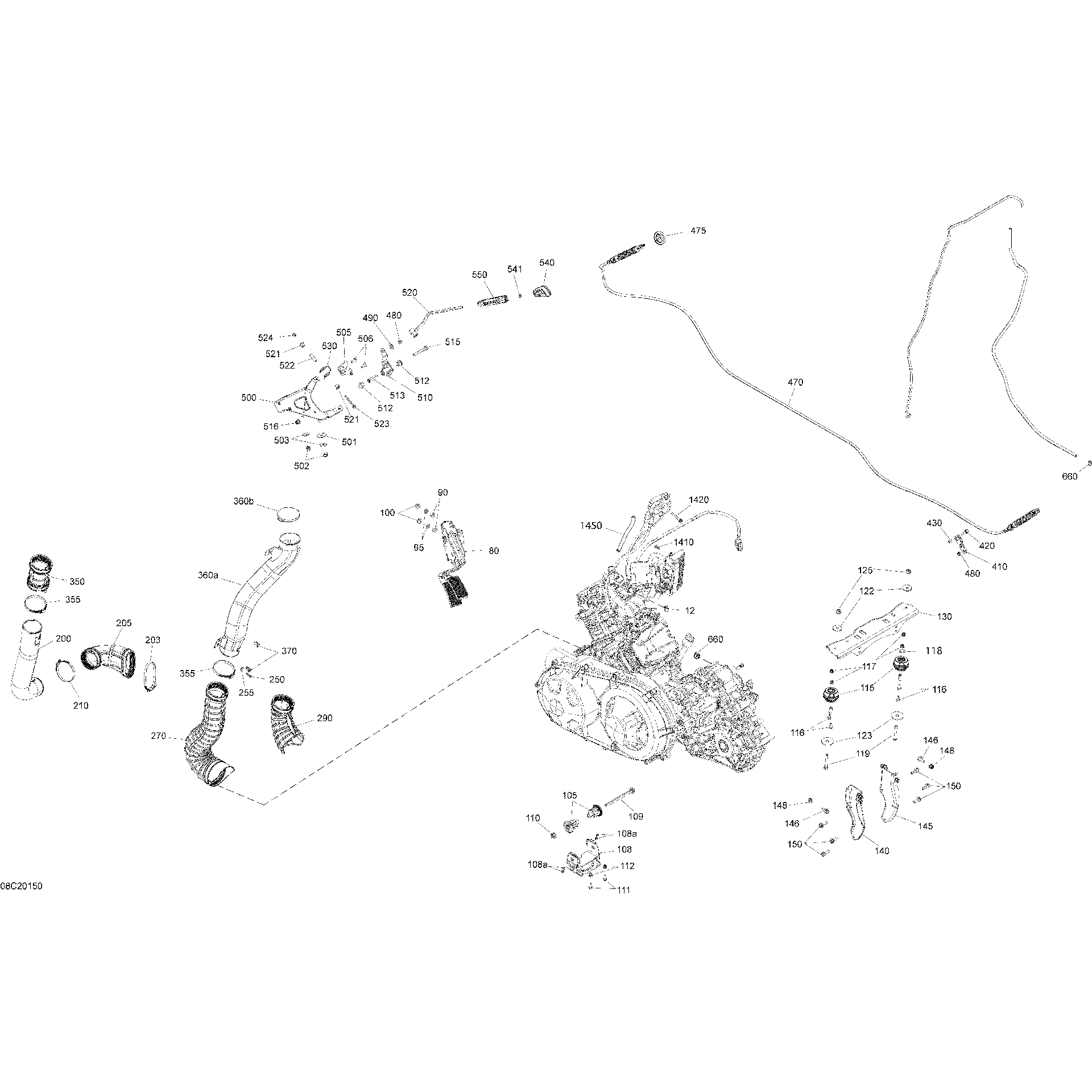 An Image of a Genuine Can-Am Parts Schematic Diagram showing the schematic - ENGINE - VEHICULE