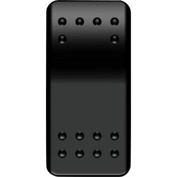 The Rocker Switch Rectangular by Moose features a flush-mounted design, reminiscent of a black domino tile with six dots on each end, similar to the style used on offroad cross bikes.