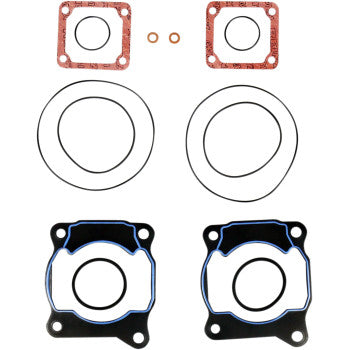 Set of various shaped gaskets including two square copper-colored, two large round, two medium round, and two black.