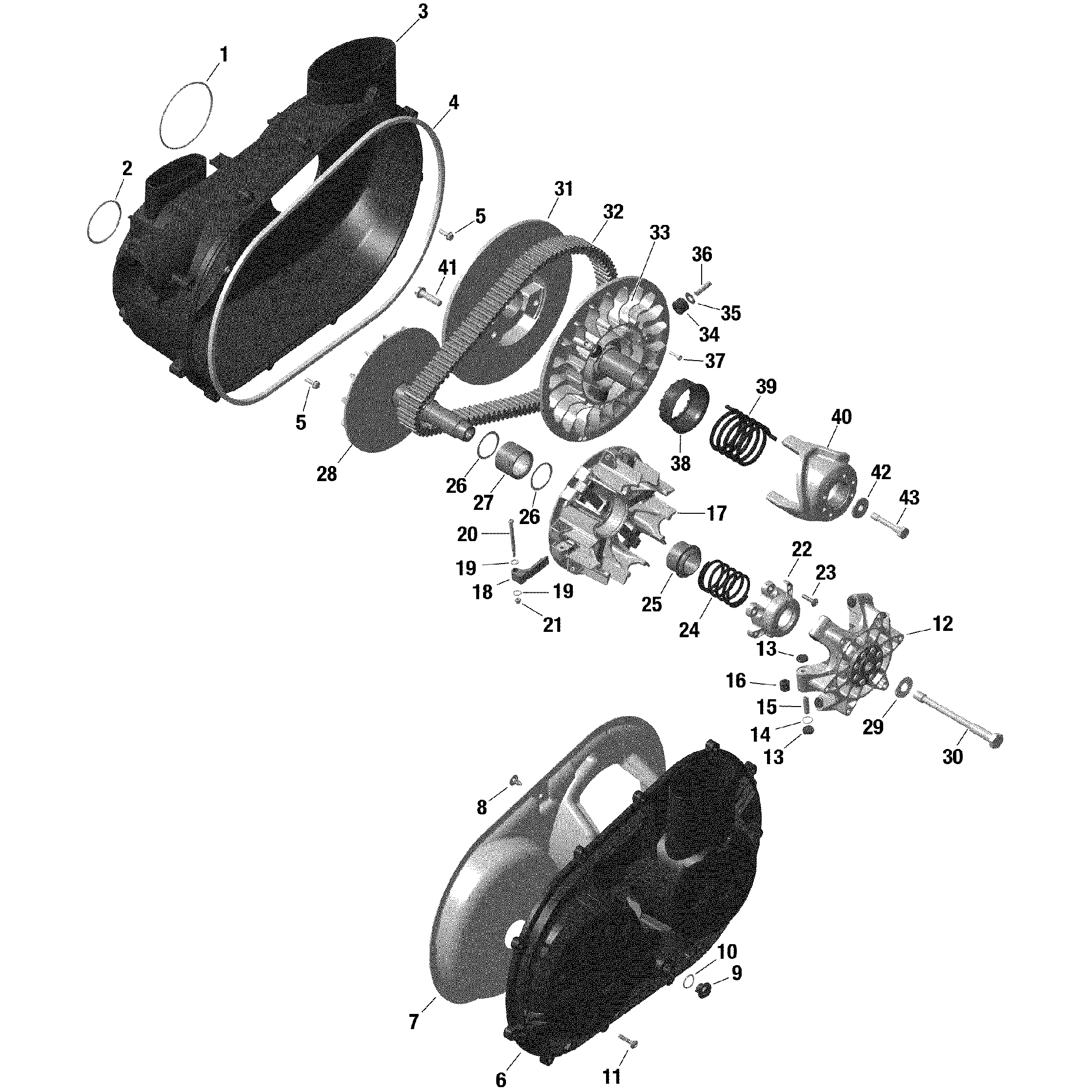 An Image of a Genuine Can-Am Parts Schematic Diagram showing the schematic - ROTAX - TRANSMISSION