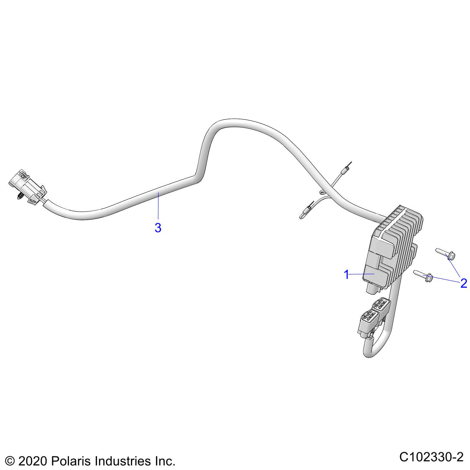 An Image of a Genuine Polaris Parts Schematic Diagram showing the schematic - ELECTRICAL: VOLTAGE REGULATOR AND MOUNTING - 2021 POLARIS SPORTSMAN TOURING 850 48"