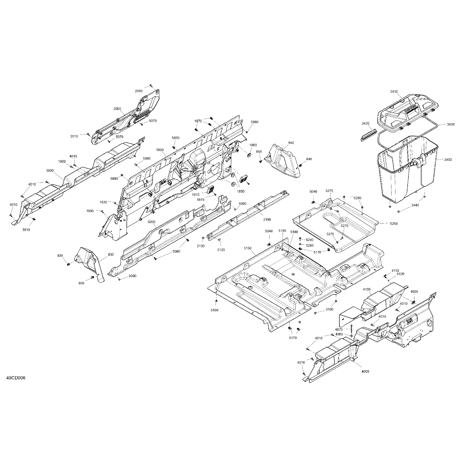 An Image of a Genuine Can-Am Parts Schematic Diagram showing the schematic - CAB INTERIOR - BACK WALL
