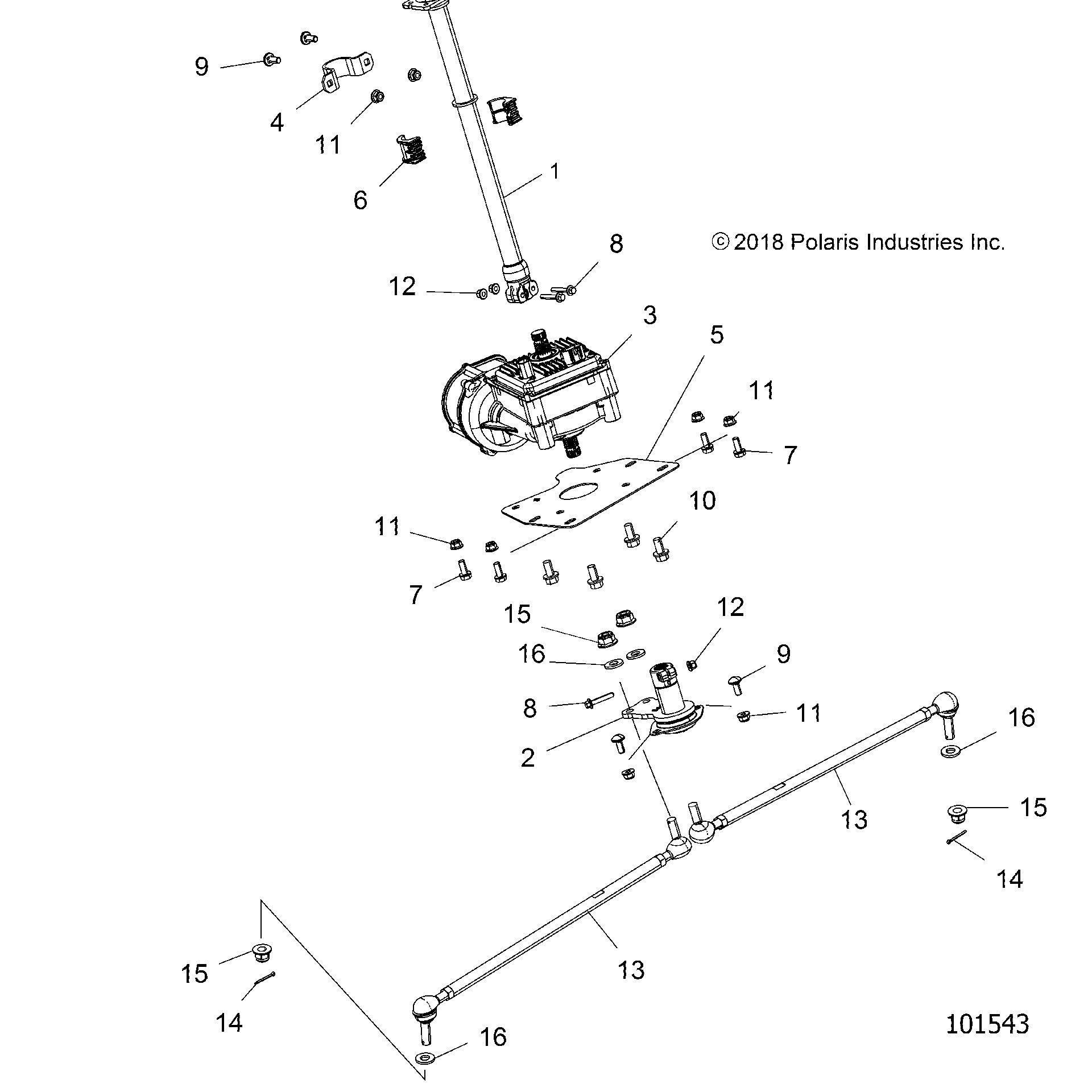 An Image of a Genuine Polaris Parts Schematic Diagram showing the schematic - STEERING: EPS - 2018 POLARIS SPORTSMAN TOURING 570 SP