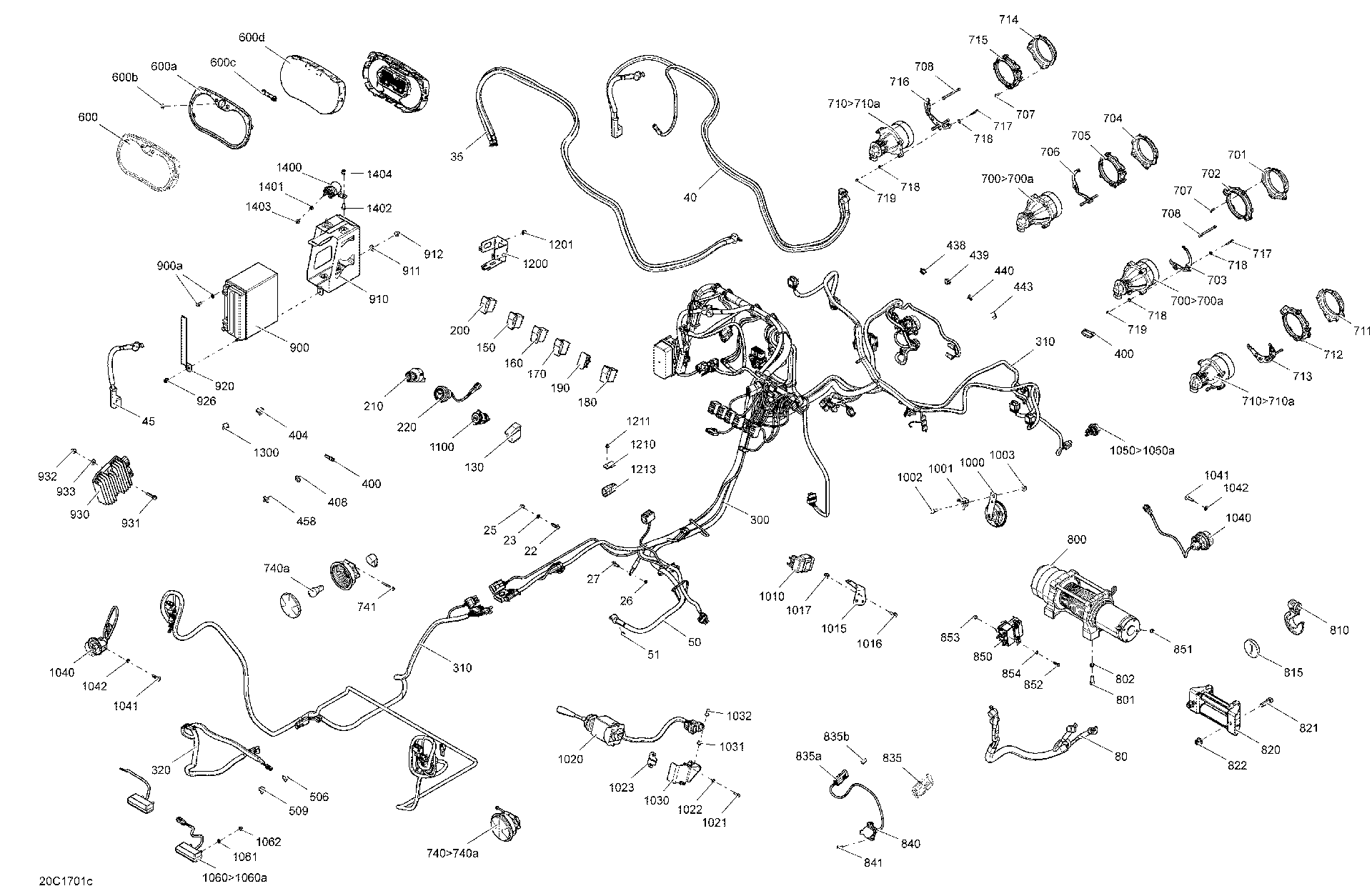 An Image of a Genuine Can-Am Parts Schematic Diagram showing the schematic - ELECTRICAL SYSTEM - EUROPE