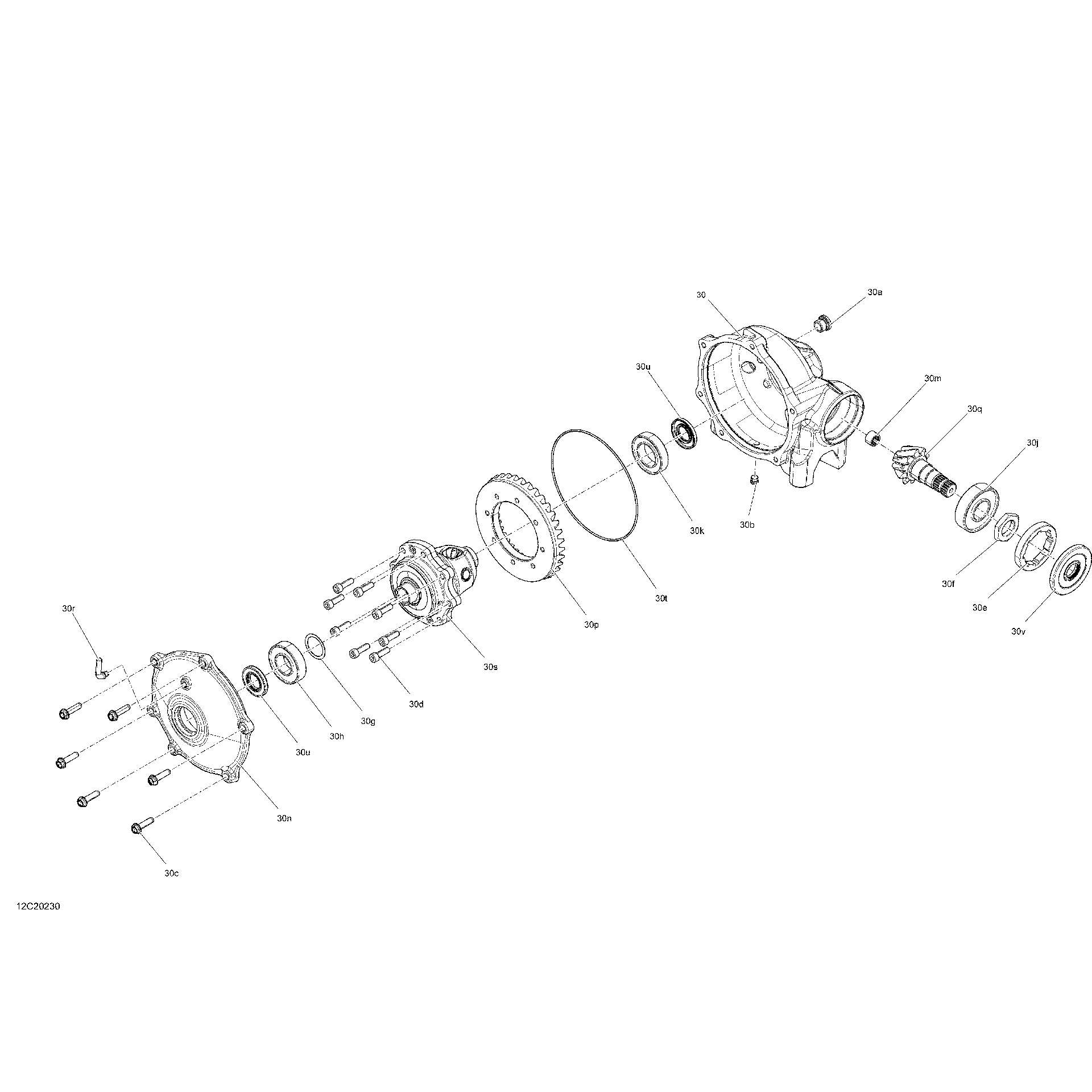 An Image of a Genuine Can-Am Parts Schematic Diagram showing the schematic - FRONT DRIVE - DIFFERENTIAL PARTS
