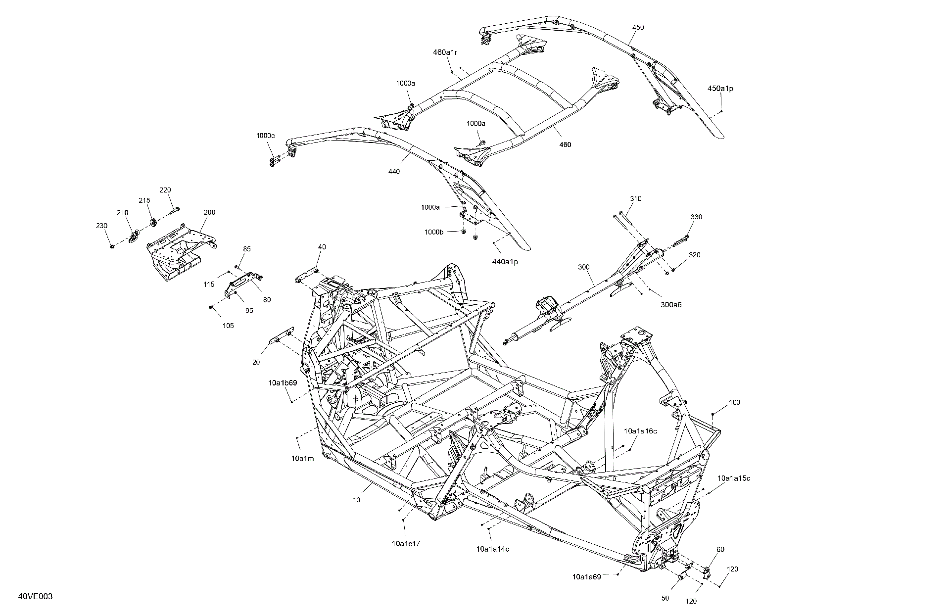 An Image of a Genuine Can-Am Parts Schematic Diagram showing the schematic - FRAME - SYSTEM