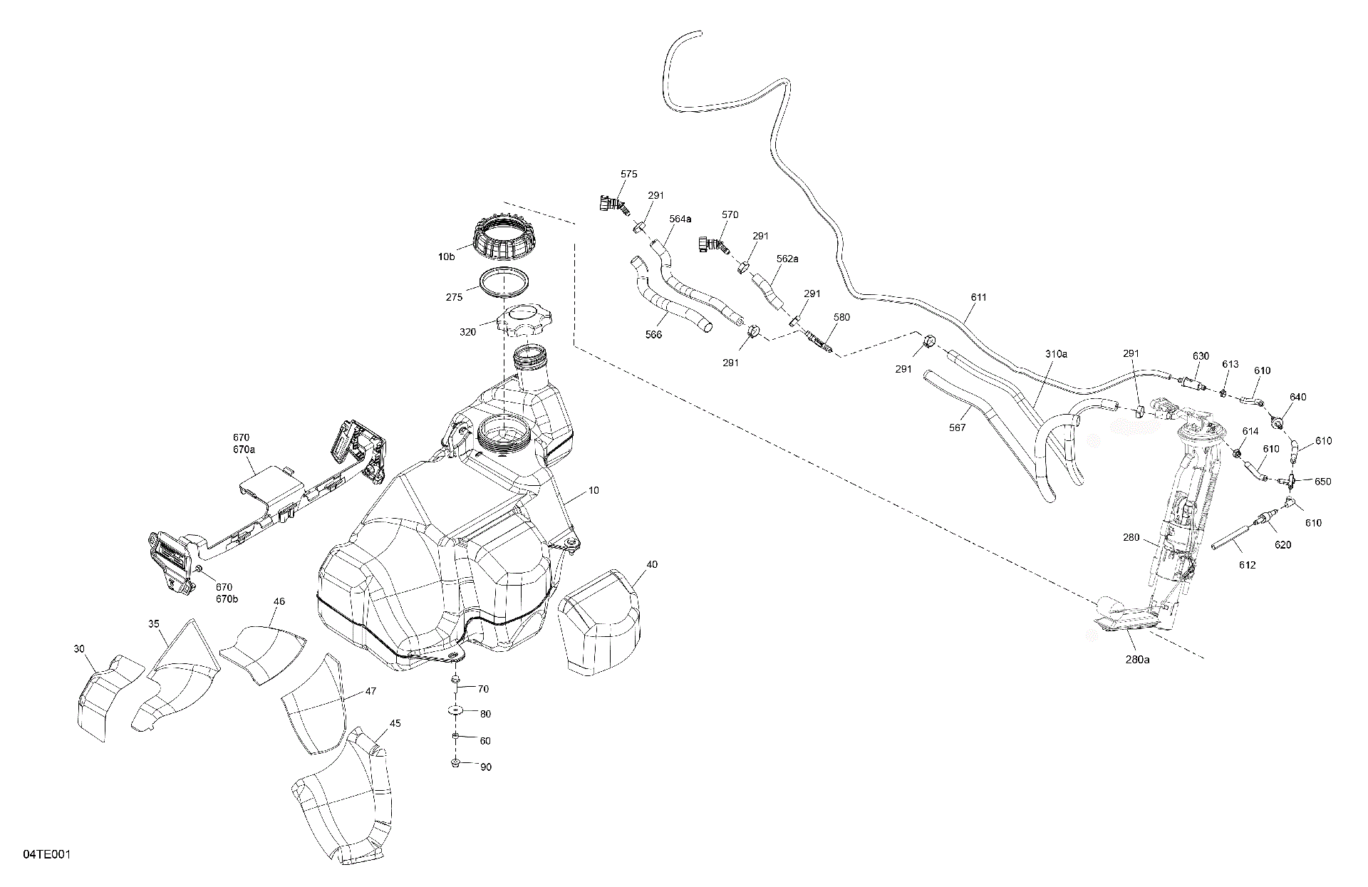An Image of a Genuine Can-Am Parts Schematic Diagram showing the schematic - ENGINE - FUEL