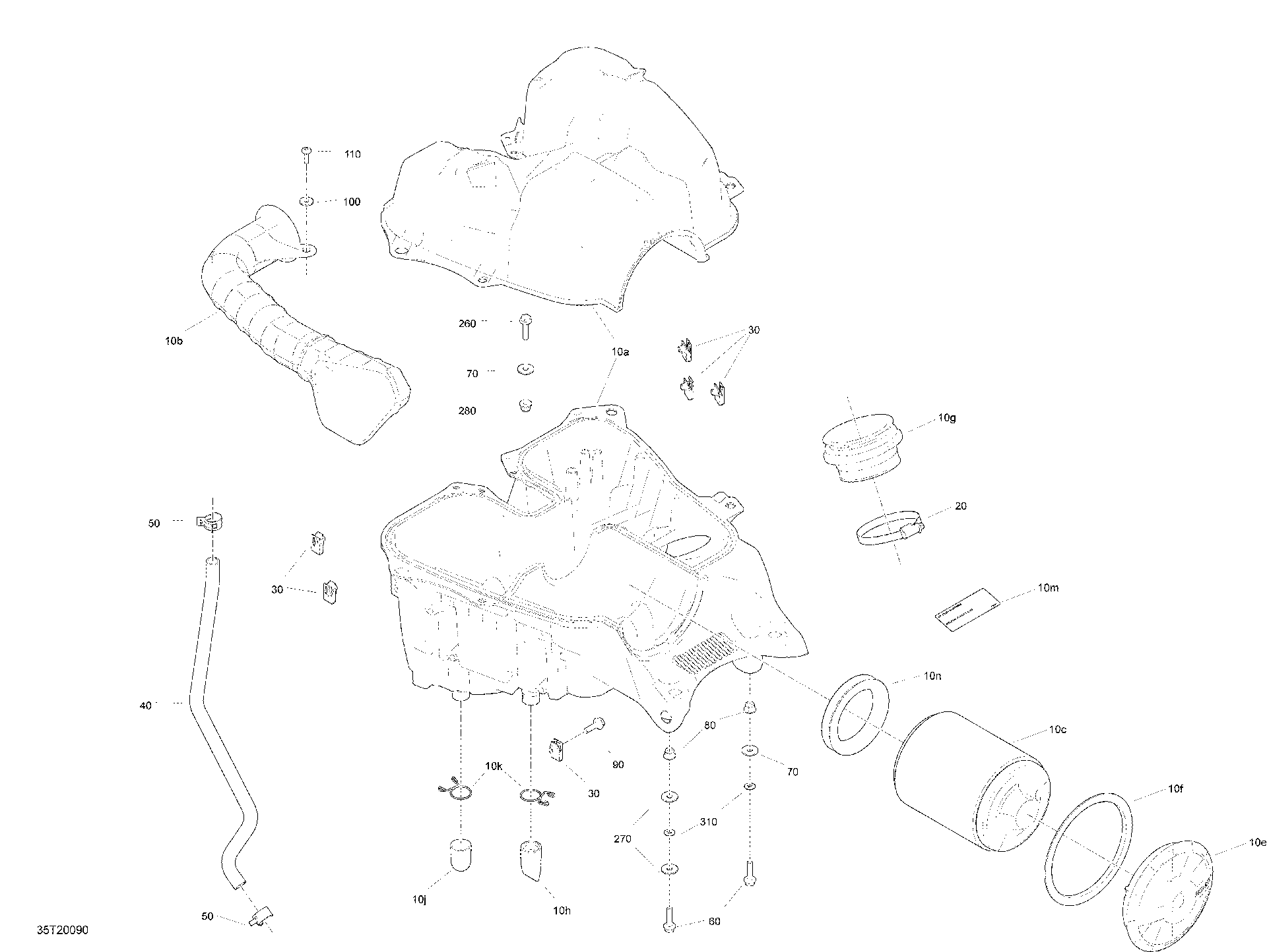 An Image of a Genuine Can-Am Parts Schematic Diagram showing the schematic - AIR INTAKE