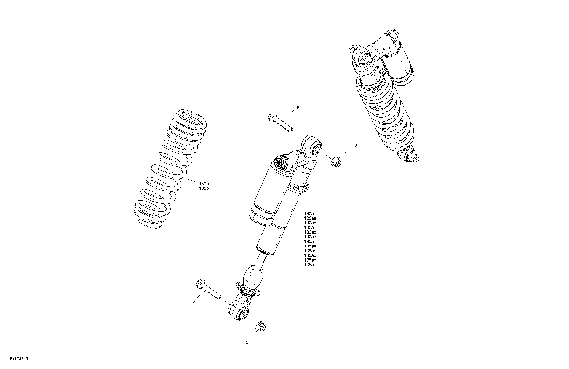 An Image of a Genuine Can-Am Parts Schematic Diagram showing the schematic - SUSPENSION - FRONT SHOCKS - X XC
