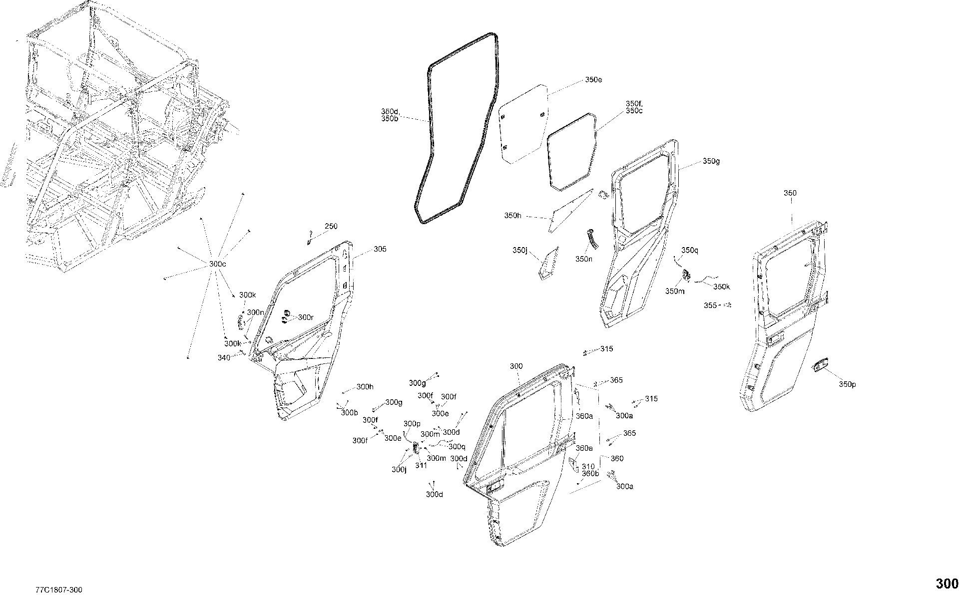 An Image of a Genuine Can-Am Parts Schematic Diagram showing the schematic - CAB INTERIOR DOOR DEFENDER MAX - CAB PACKAGE