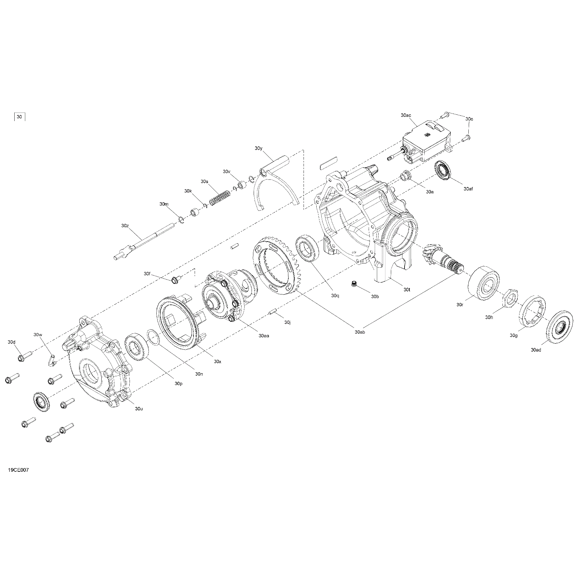 An Image of a Genuine Can-Am Parts Schematic Diagram showing the schematic - DRIVE - FRONT - DIFFERENTIAL PARTS