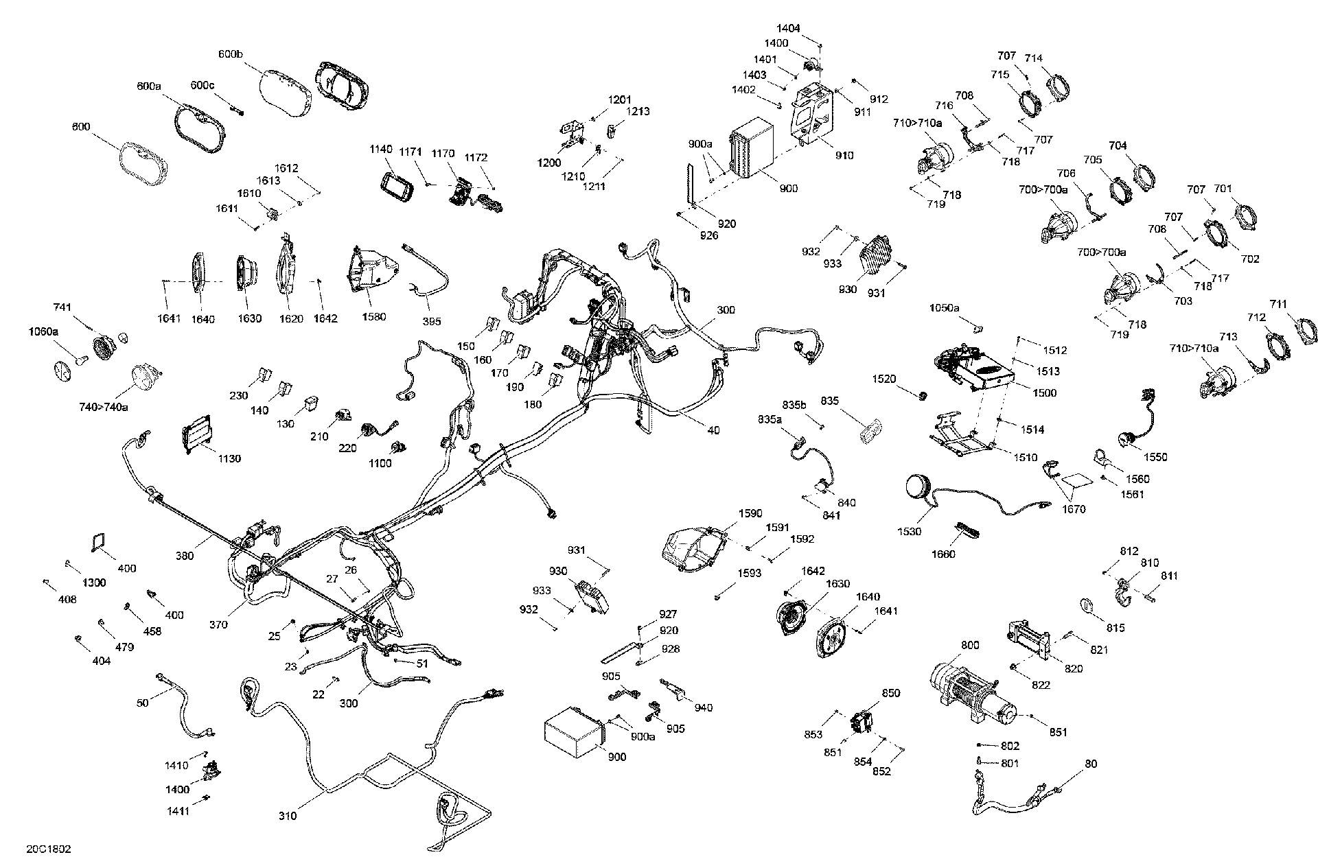 An Image of a Genuine Can-Am Parts Schematic Diagram showing the schematic - ELECTRICAL SYSTEM COMMANDER - PACKAGE LTD