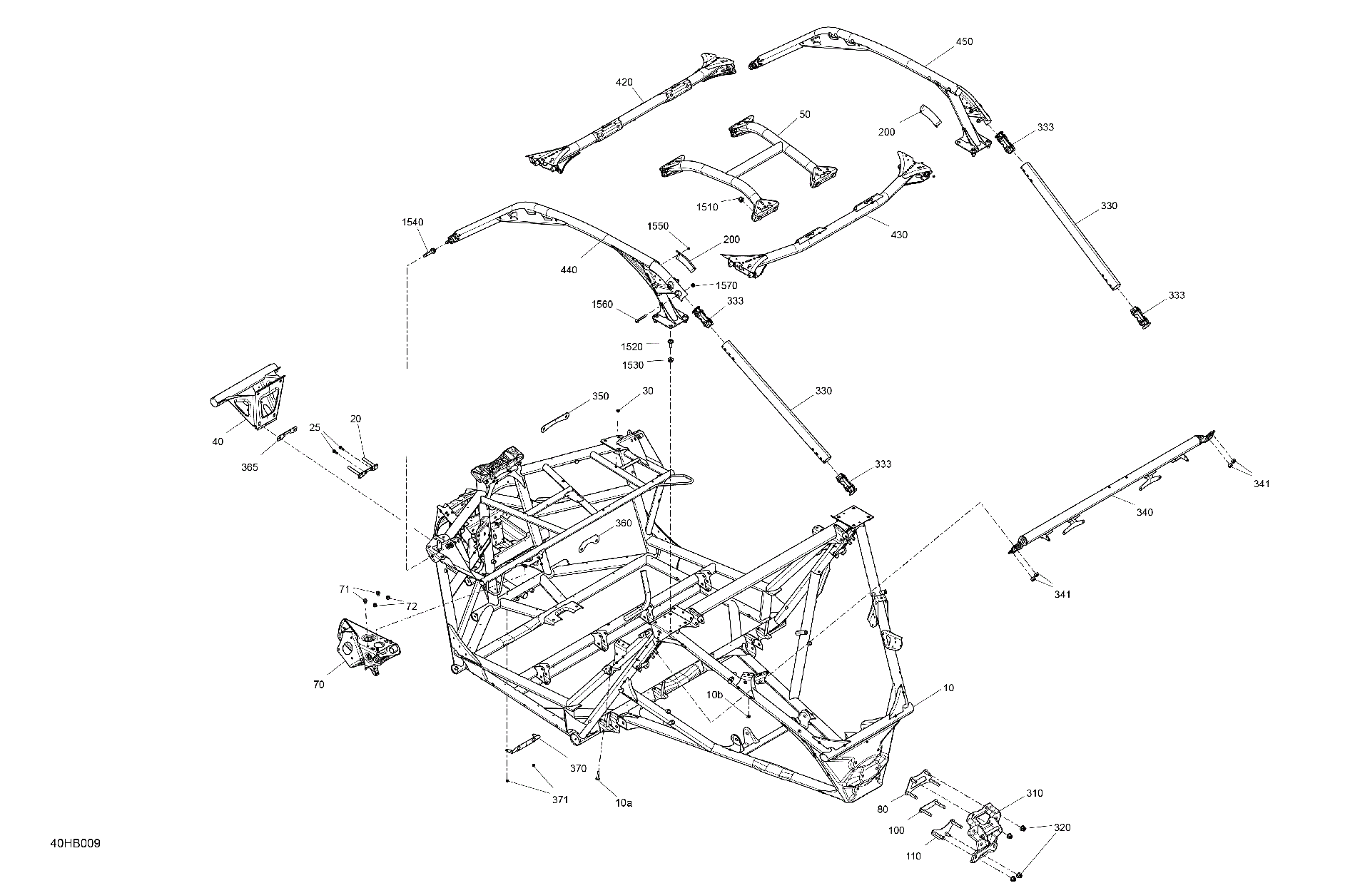 An Image of a Genuine Can-Am Parts Schematic Diagram showing the schematic - FRAME - SYSTEM