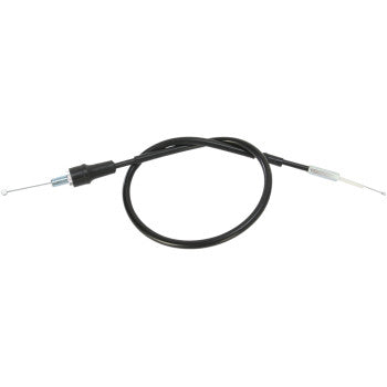 The Yamaha Black Vinyl Throttle Cable 27 1/2" by Moose Offroad features a black PVC outer jacket, metal hooked and straight ends, and is designed for motorcycles or small engines.