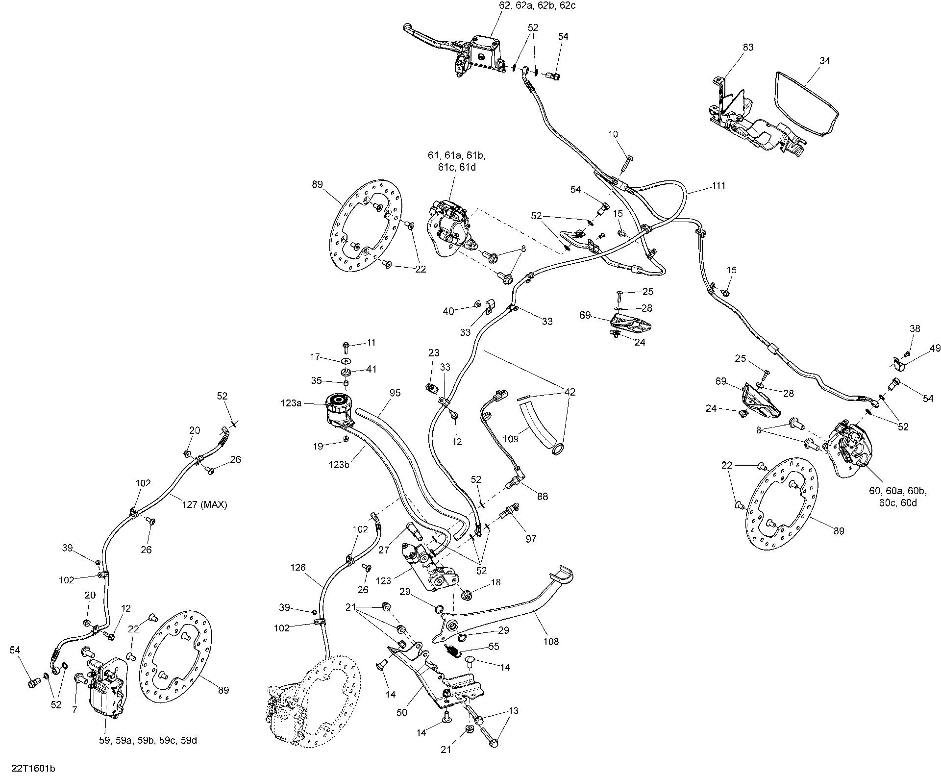An Image of a Genuine Can-Am Parts Schematic Diagram showing the schematic - BRAKES - EUROPE