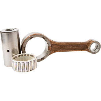 Copper-colored metal connecting rod with Hot Rods engraving, silver cylindrical pin, and matching needle bearing.