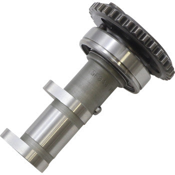The Yamaha Camshaft Exhaust Stage 1 by Hot Cams features a gear wheel, polished cylindrical surfaces, and flanges. Designed for internal combustion engines, it boosts low-end torque and provides noticeable power gains.