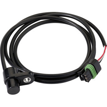 The Polaris Speed Sensor by Moose Offroad features a black sensor with an attached cable and a green/black three-pin connector, coiled neatly—an ideal OEM replacement for maintaining peak vehicle performance.