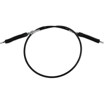 Black flexible Honda UTV shifter cable with metal connectors and protective rubber boots on both ends.
